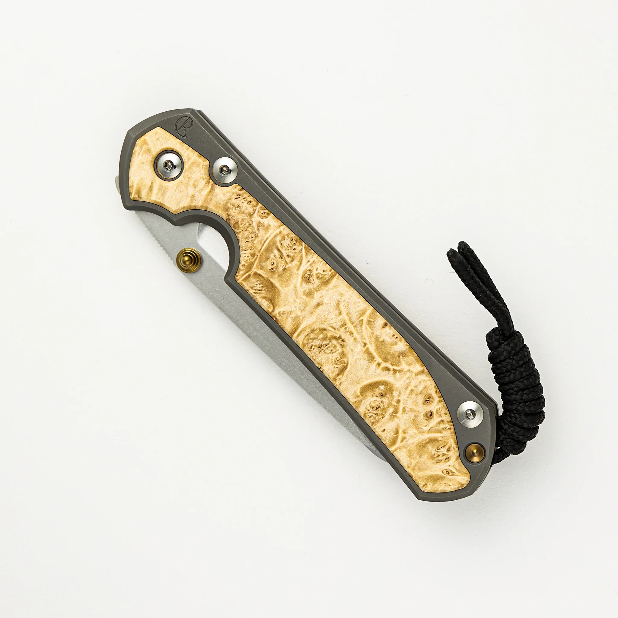 Large Sebenza 31 Box Elder Inlay - Insingo CPM MagnaCut Blade - Gold Double Thumb Lugs - Image 17