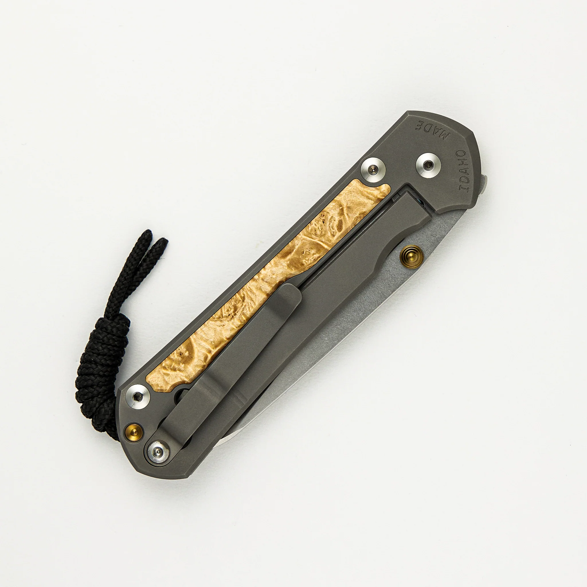Large Sebenza 31 Box Elder Inlay - Insingo CPM MagnaCut Blade - Gold Double Thumb Lugs - Image 18