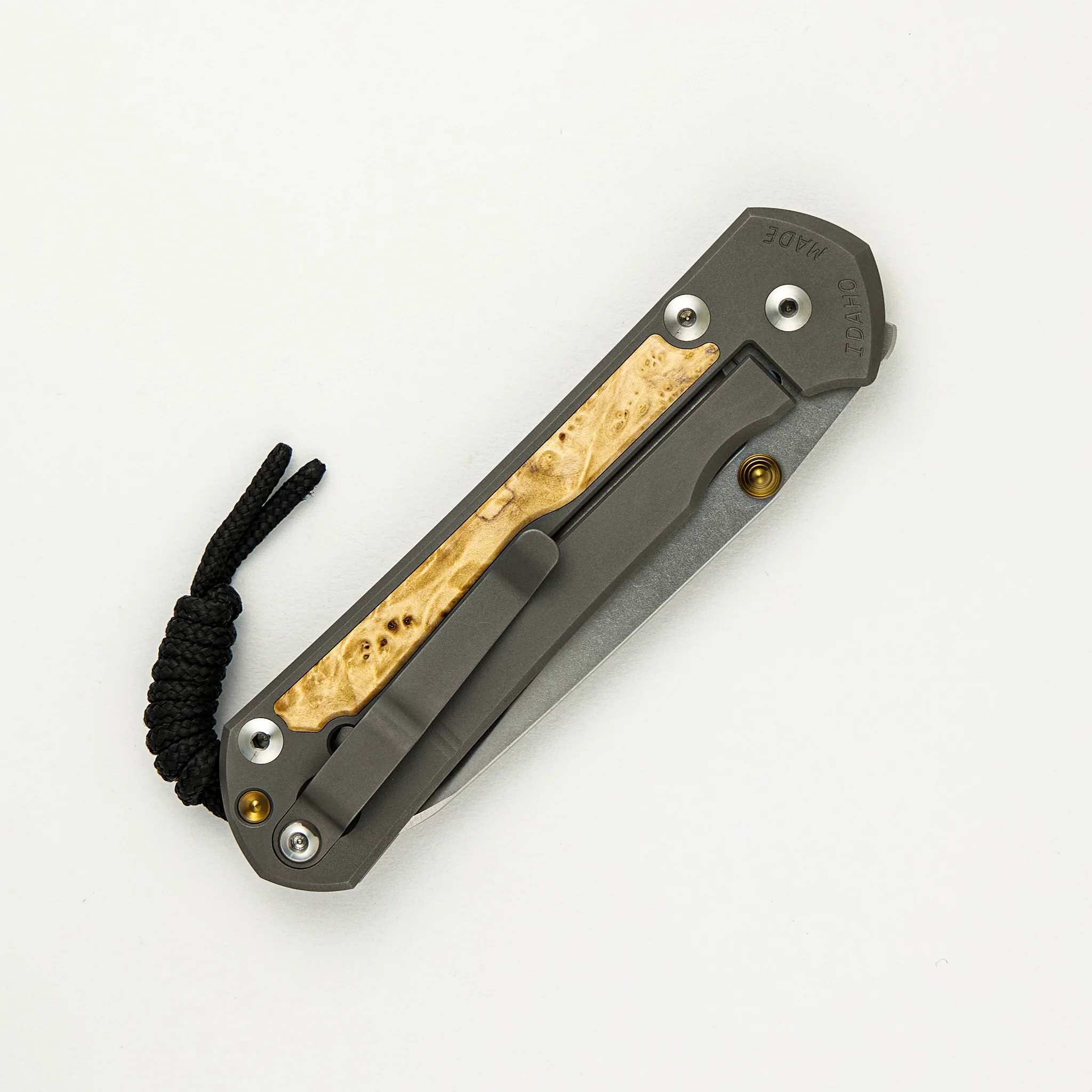 Large Sebenza 31 Box Elder Inlay - Insingo CPM MagnaCut Blade - Gold Double Thumb Lugs - Image 25