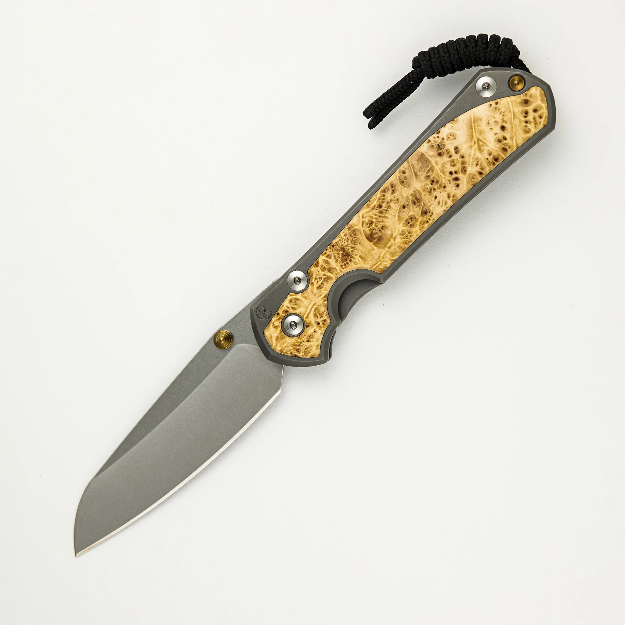 Large Sebenza 31 Box Elder Inlay - Insingo CPM MagnaCut Blade - Gold Double Thumb Lugs - Image 29
