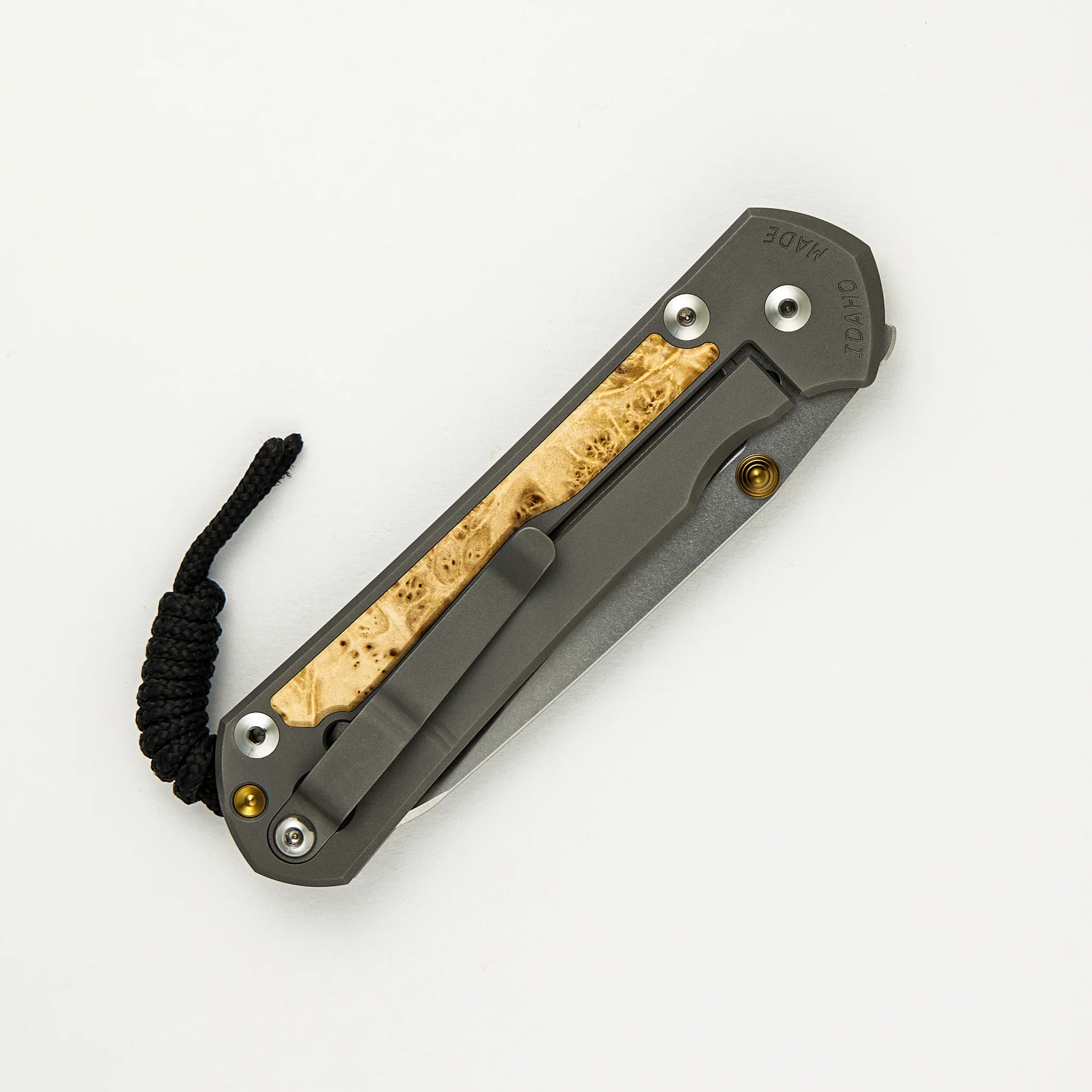 Large Sebenza 31 Box Elder Inlay - Insingo CPM MagnaCut Blade - Gold Double Thumb Lugs - Image 39