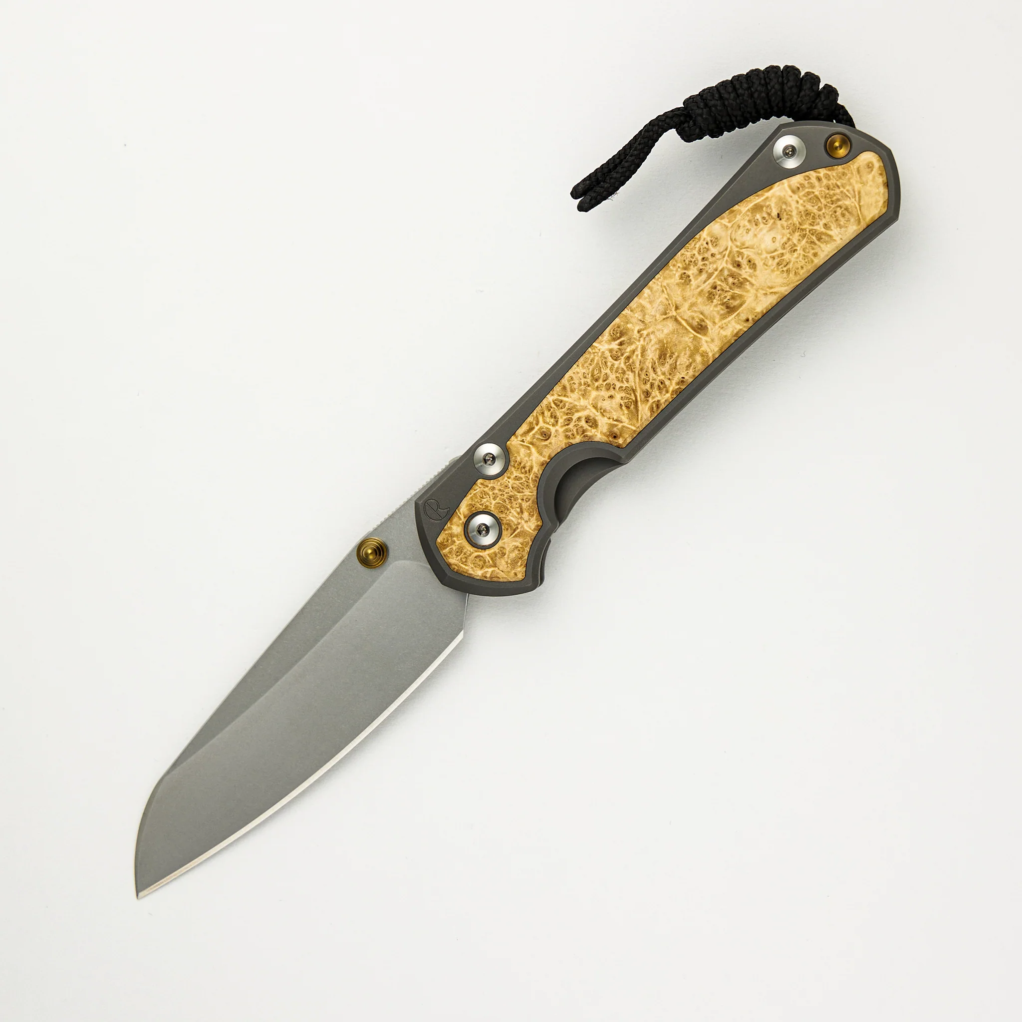 Large Sebenza 31 Box Elder Inlay - Insingo CPM MagnaCut Blade - Gold Double Thumb Lugs - Image 8