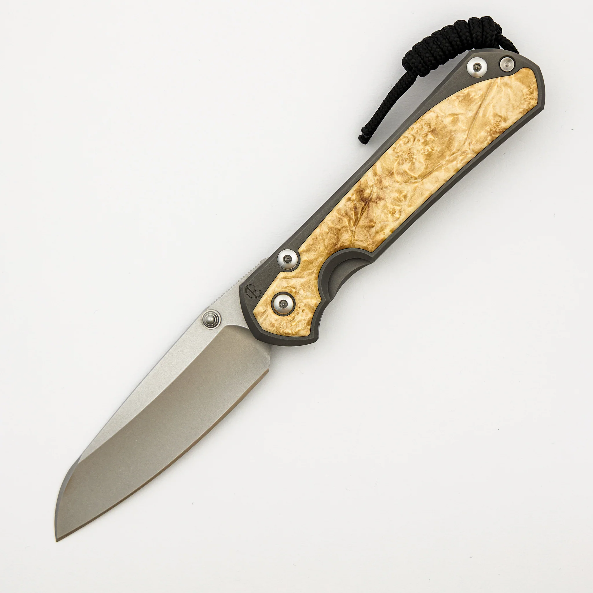 Large Sebenza 31 Box Elder Inlay - Insingo CPM MagnaCut Blade - Silver Double Thumb Lugs
