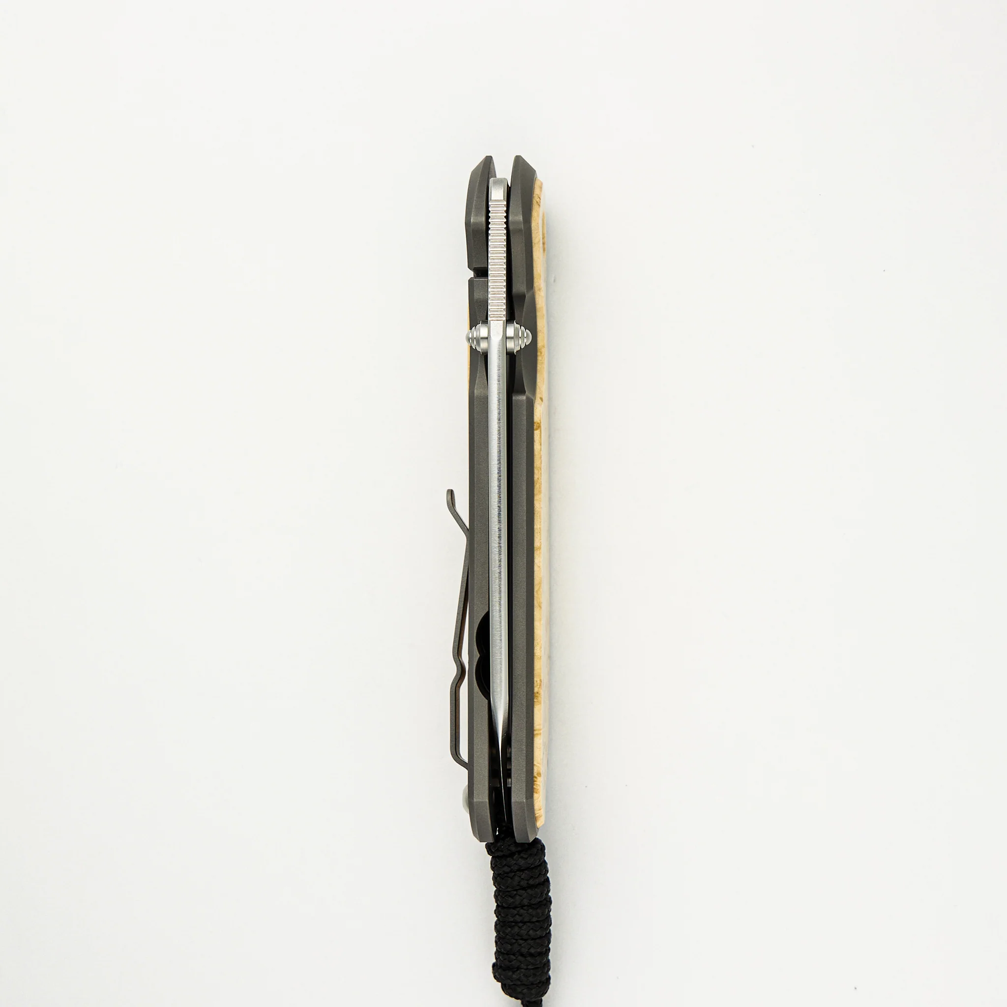 Large Sebenza 31 Box Elder Inlay - Insingo CPM MagnaCut Blade - Silver Double Thumb Lugs - Image 12
