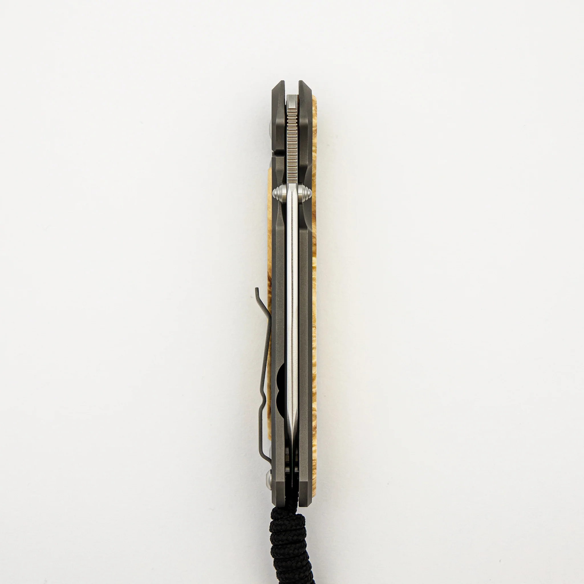 Large Sebenza 31 Box Elder Inlay - Insingo CPM MagnaCut Blade - Silver Double Thumb Lugs - Image 5