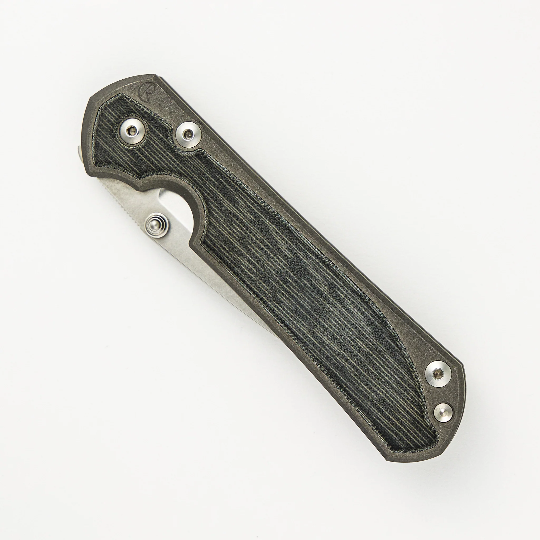 Large Sebenza 31 - Drop Point CPM MagnaCut Blade - Black Canvas Micarta Inlay - Silver Single Lug - Image 3