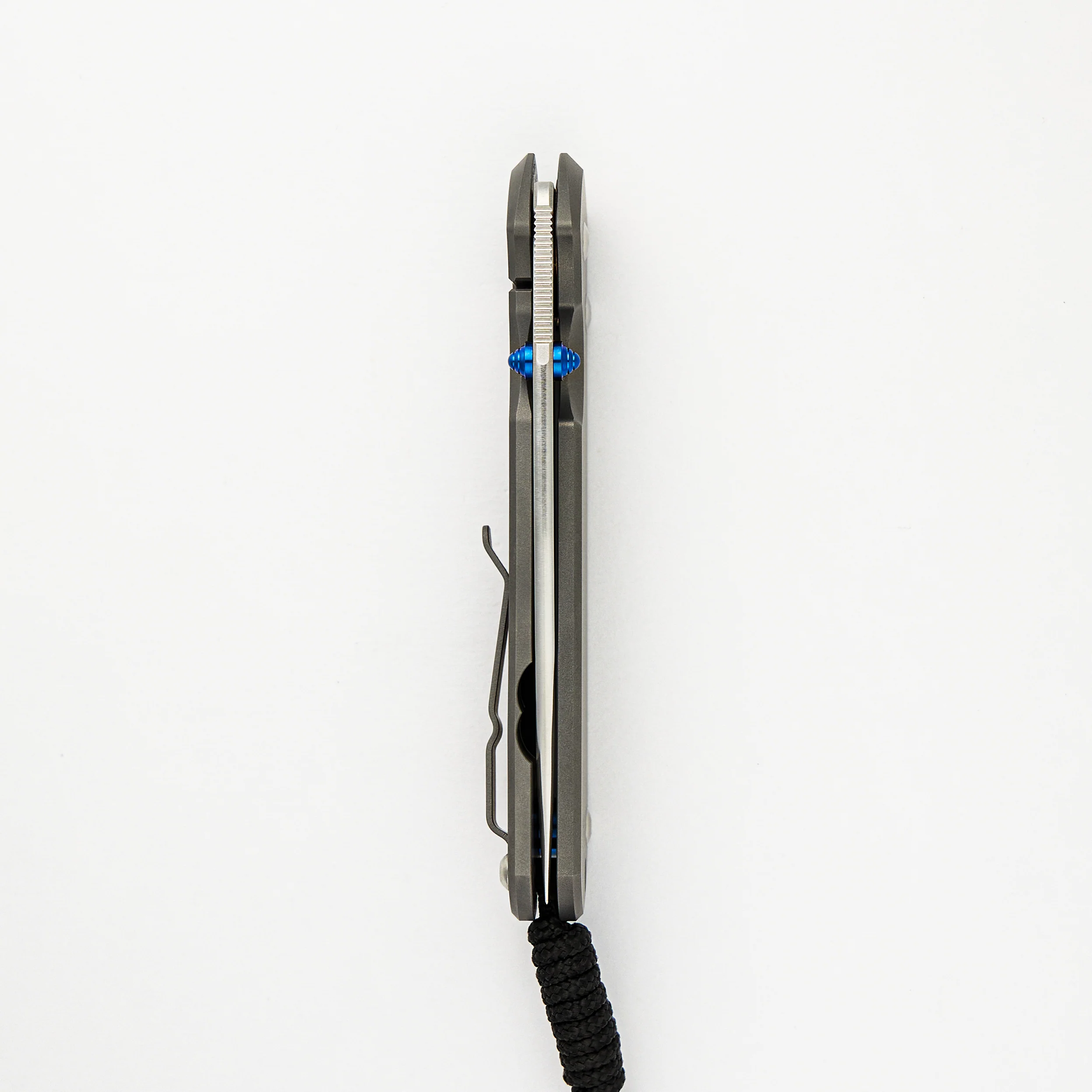 Large Sebenza 31 - Drop Point Polished CPM MagnaCut Blade - Glass Blasted - Blue Double Thumb Lugs - Image 5