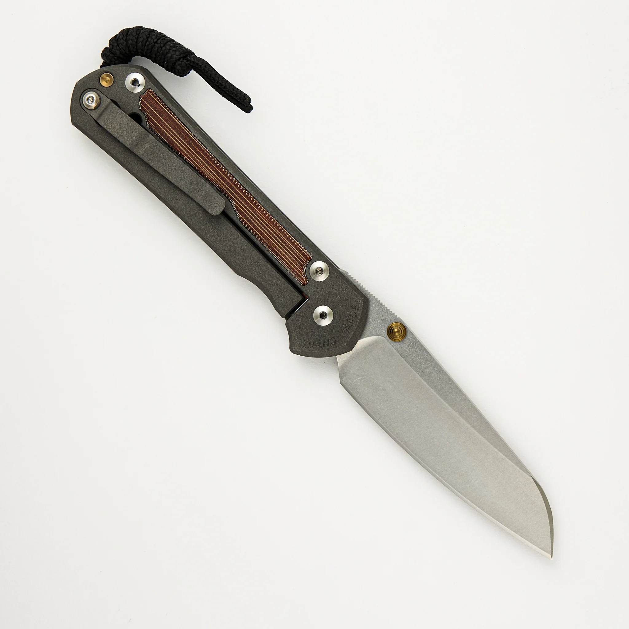 Large Sebenza 31 - Insingo CPM MagnaCut Blade - Natural Canvas Micarta Inlays - Gold Double Thumb Lugs - Image 2