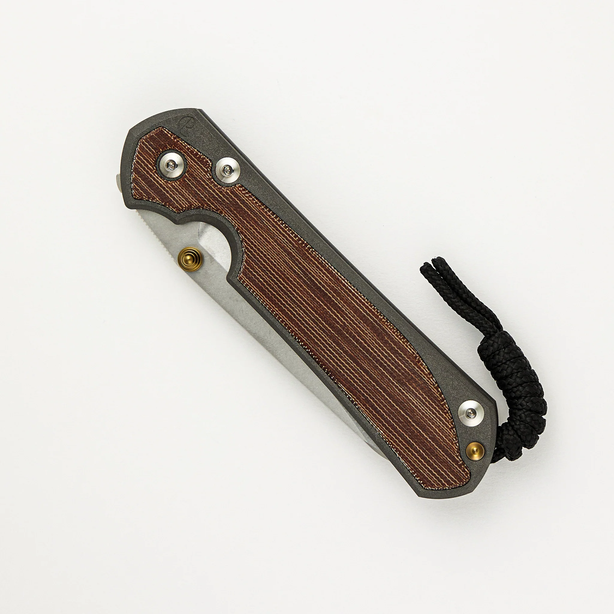 Large Sebenza 31 - Insingo CPM MagnaCut Blade - Natural Canvas Micarta Inlays - Gold Double Thumb Lugs - Image 3