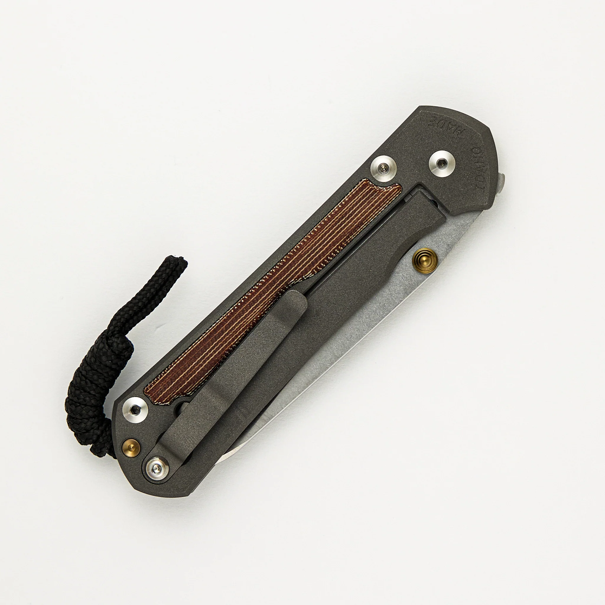 Large Sebenza 31 - Insingo CPM MagnaCut Blade - Natural Canvas Micarta Inlays - Gold Double Thumb Lugs - Image 4