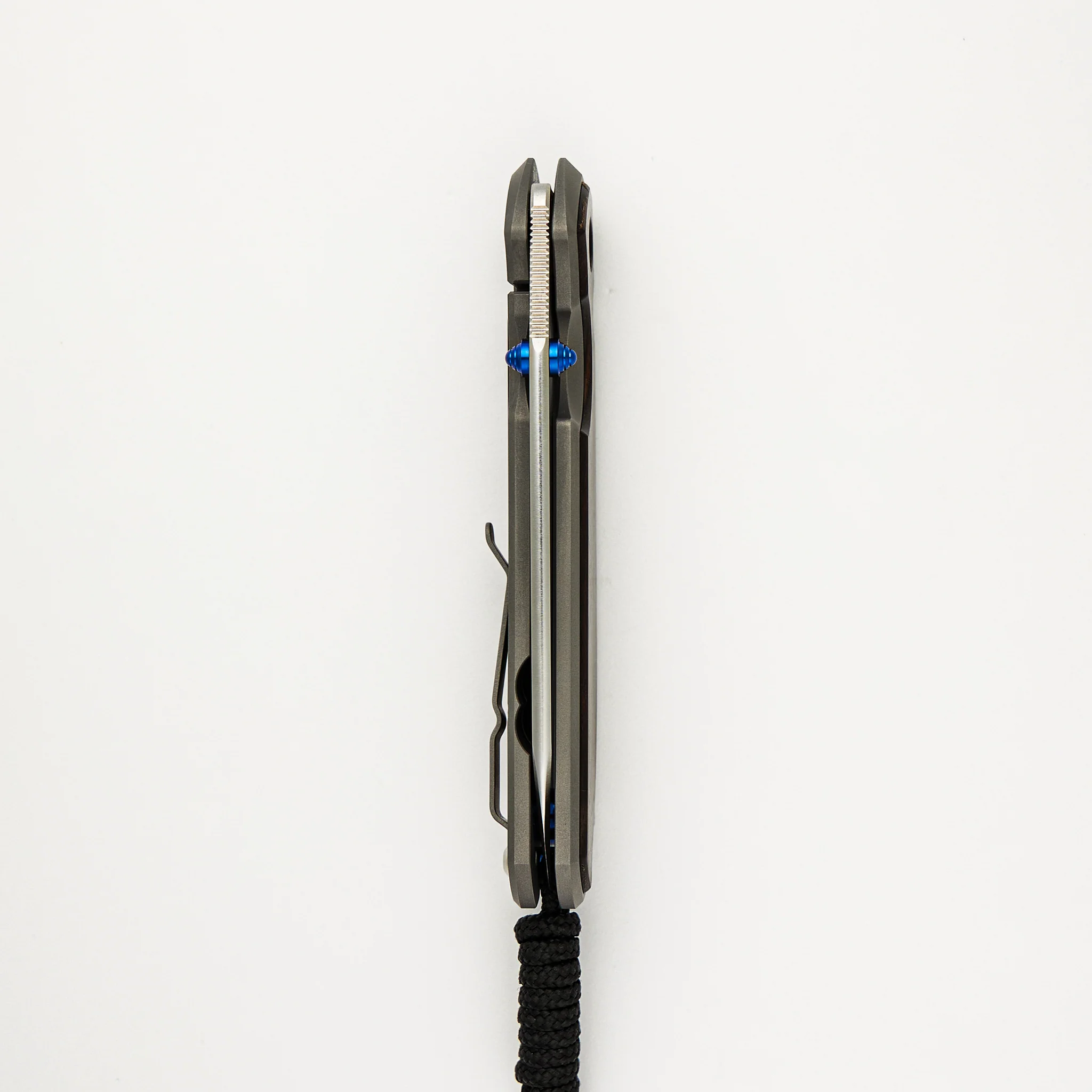 Large Sebenza 31 Macassar Ebony Inlay - Insingo CPM MagnaCut Blade - Blue Double Thumb Lugs - Image 12