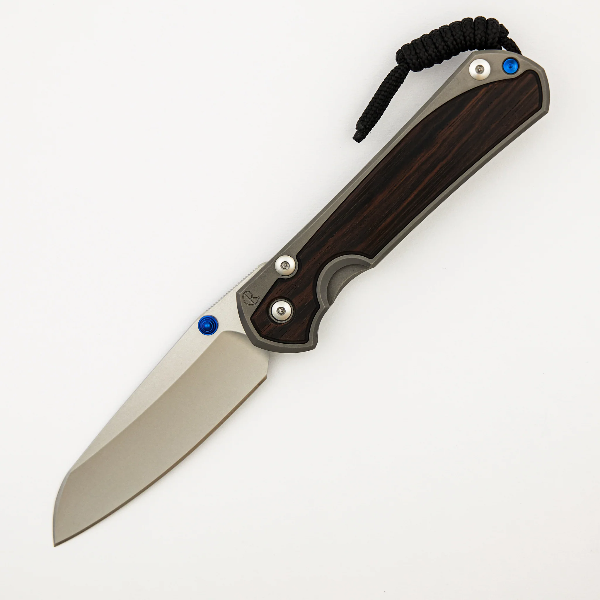 Large Sebenza 31 Macassar Ebony Inlay - Insingo CPM MagnaCut Blade - Blue Double Thumb Lugs - Image 15