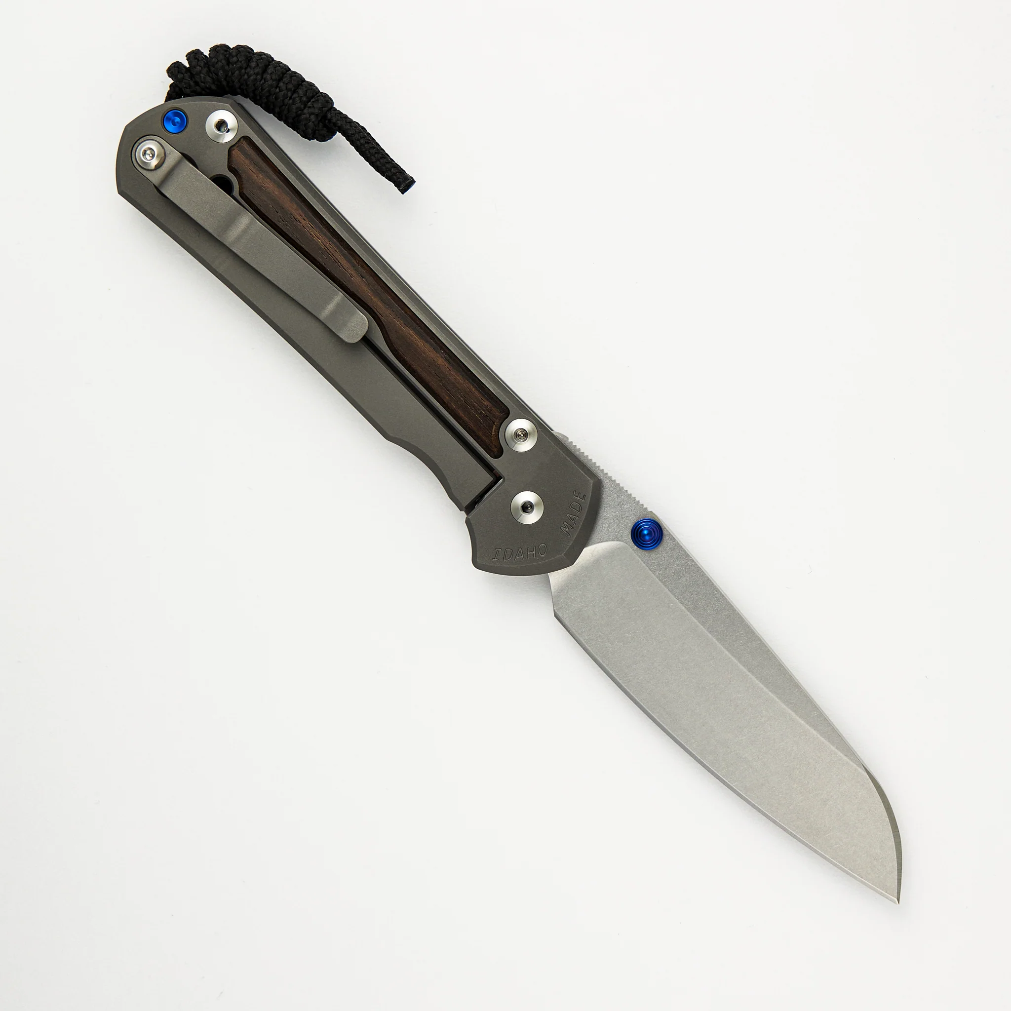Large Sebenza 31 Macassar Ebony Inlay - Insingo CPM MagnaCut Blade - Blue Double Thumb Lugs - Image 2