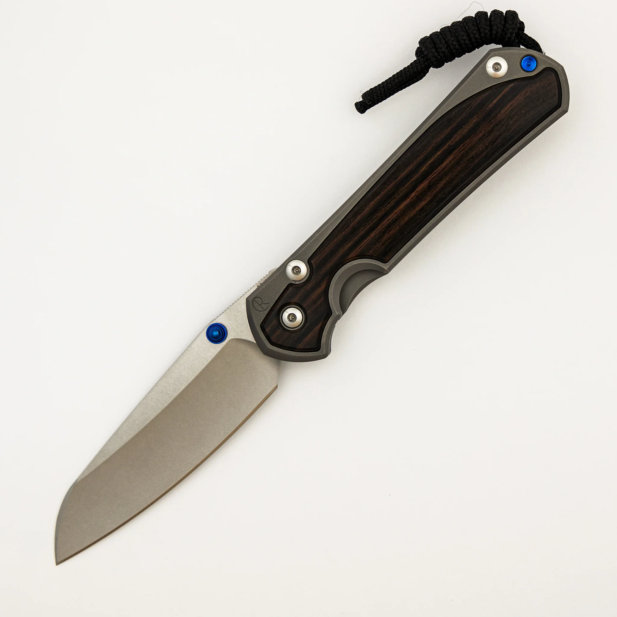 Large Sebenza 31 Macassar Ebony Inlay - Insingo CPM MagnaCut Blade - Blue Double Thumb Lugs - Image 29