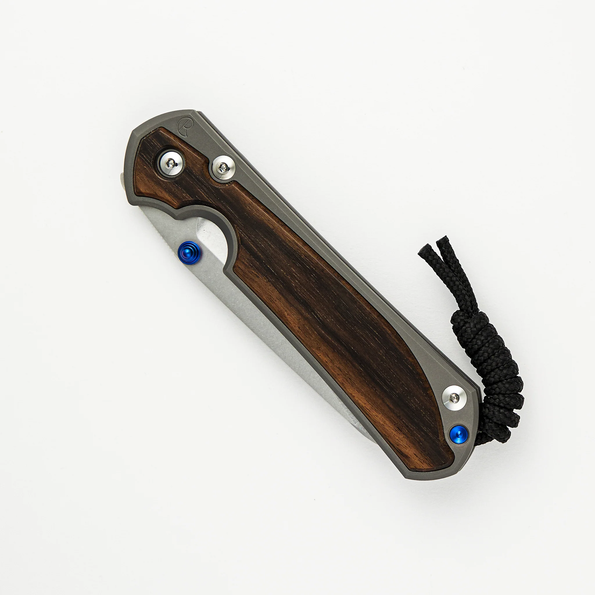 Large Sebenza 31 Macassar Ebony Inlay - Insingo CPM MagnaCut Blade - Blue Double Thumb Lugs - Image 3