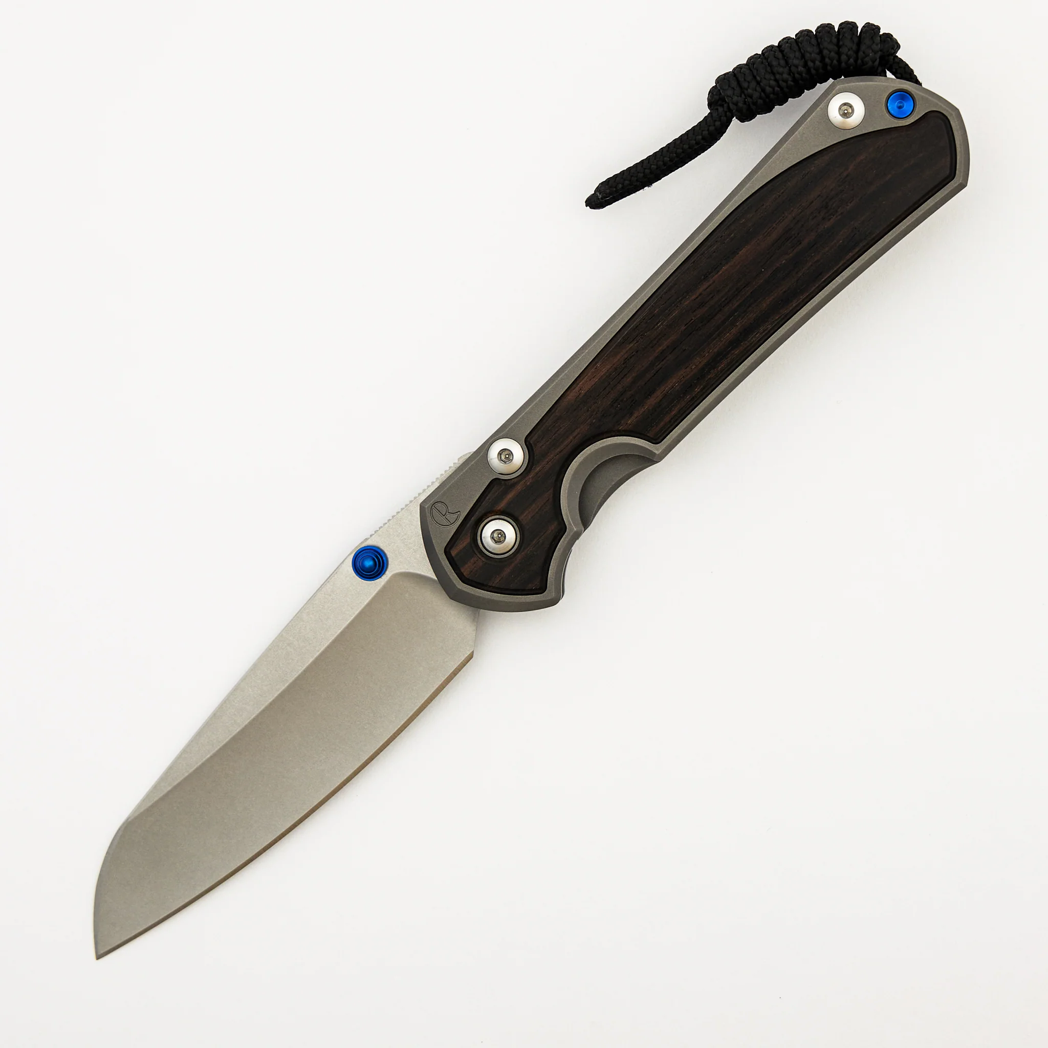 Large Sebenza 31 Macassar Ebony Inlay - Insingo CPM MagnaCut Blade - Blue Double Thumb Lugs - Image 36