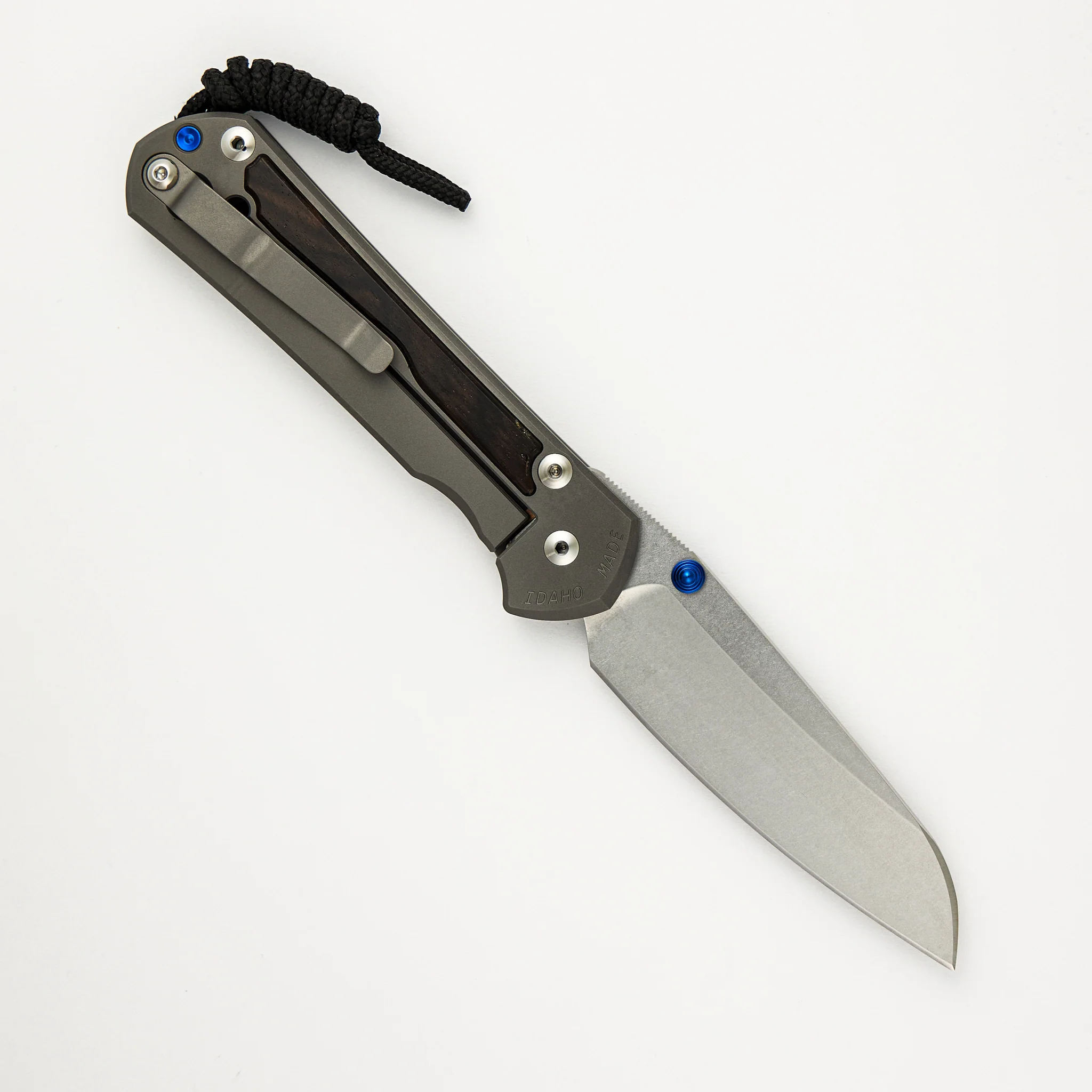 Large Sebenza 31 Macassar Ebony Inlay - Insingo CPM MagnaCut Blade - Blue Double Thumb Lugs - Image 9