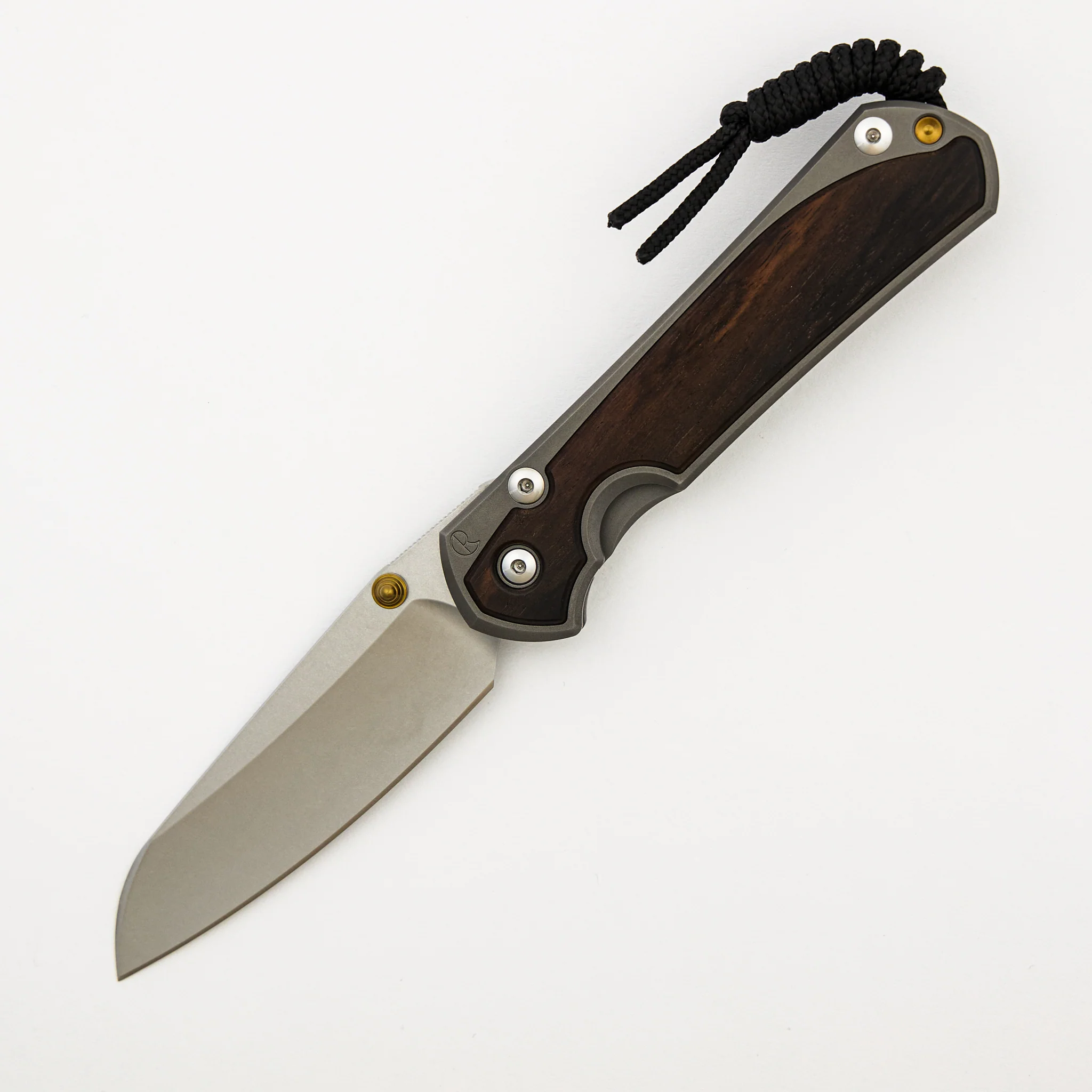 Large Sebenza 31 Macassar Ebony Inlay - Insingo CPM MagnaCut Blade - Gold Double Thumb Lugs