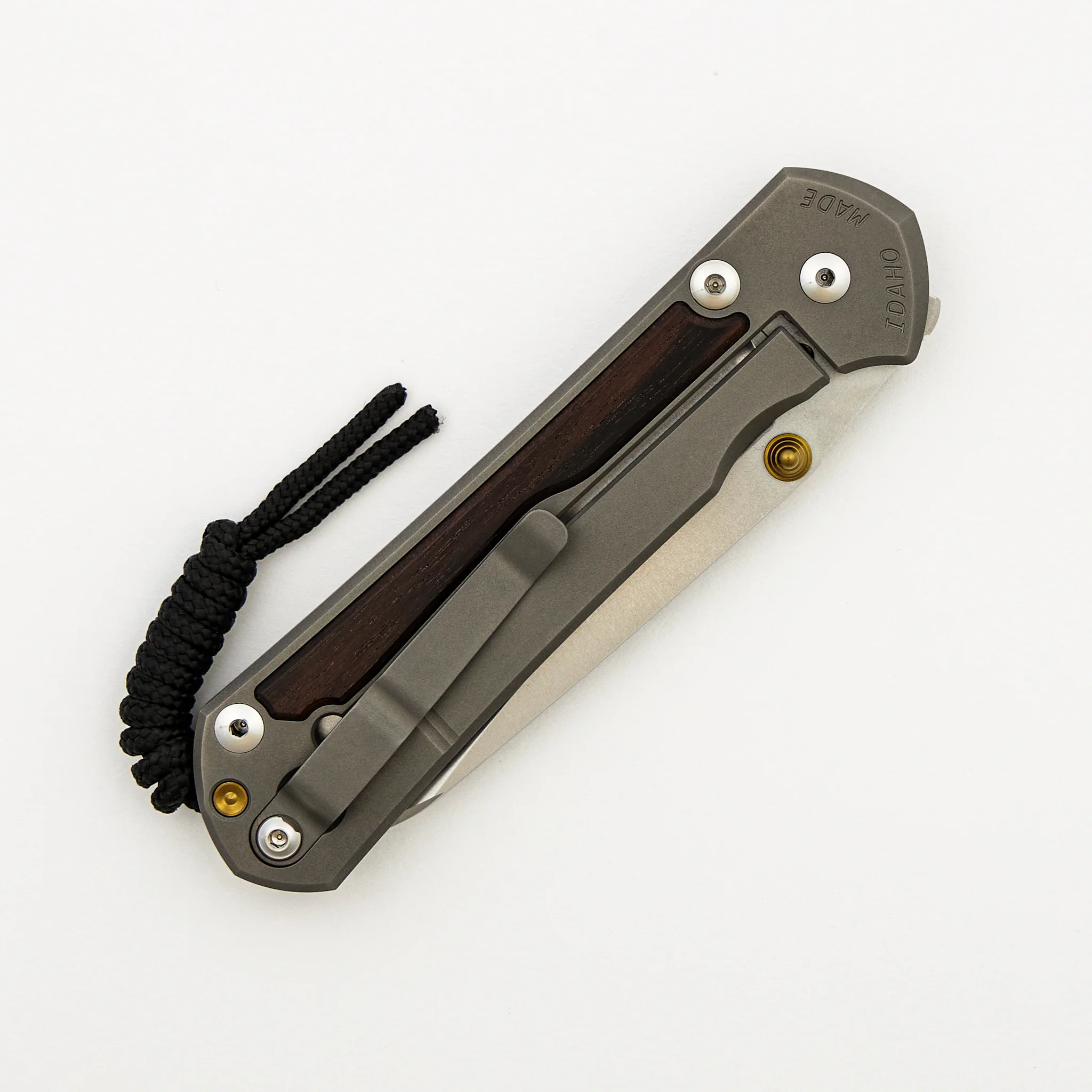 Large Sebenza 31 Macassar Ebony Inlay - Insingo CPM MagnaCut Blade - Gold Double Thumb Lugs - Image 11