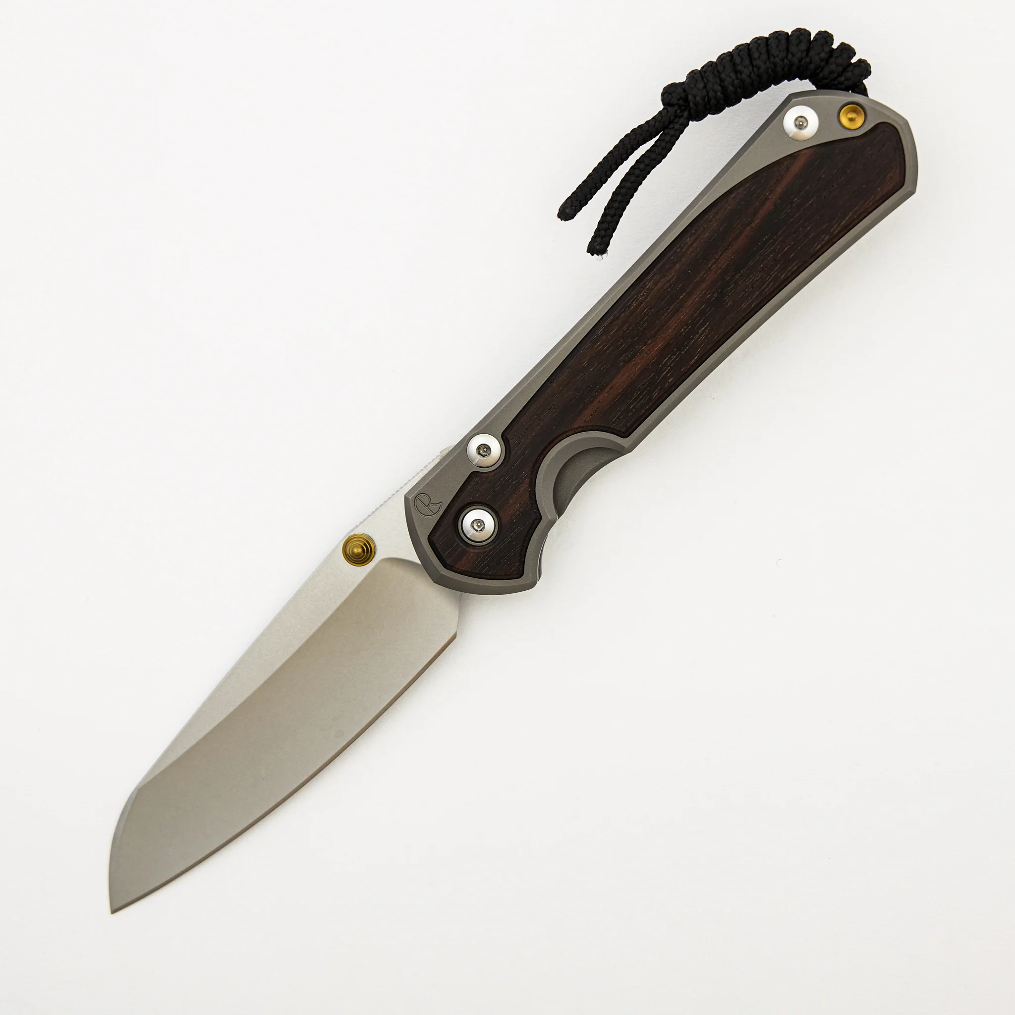 Large Sebenza 31 Macassar Ebony Inlay - Insingo CPM MagnaCut Blade - Gold Double Thumb Lugs - Image 8