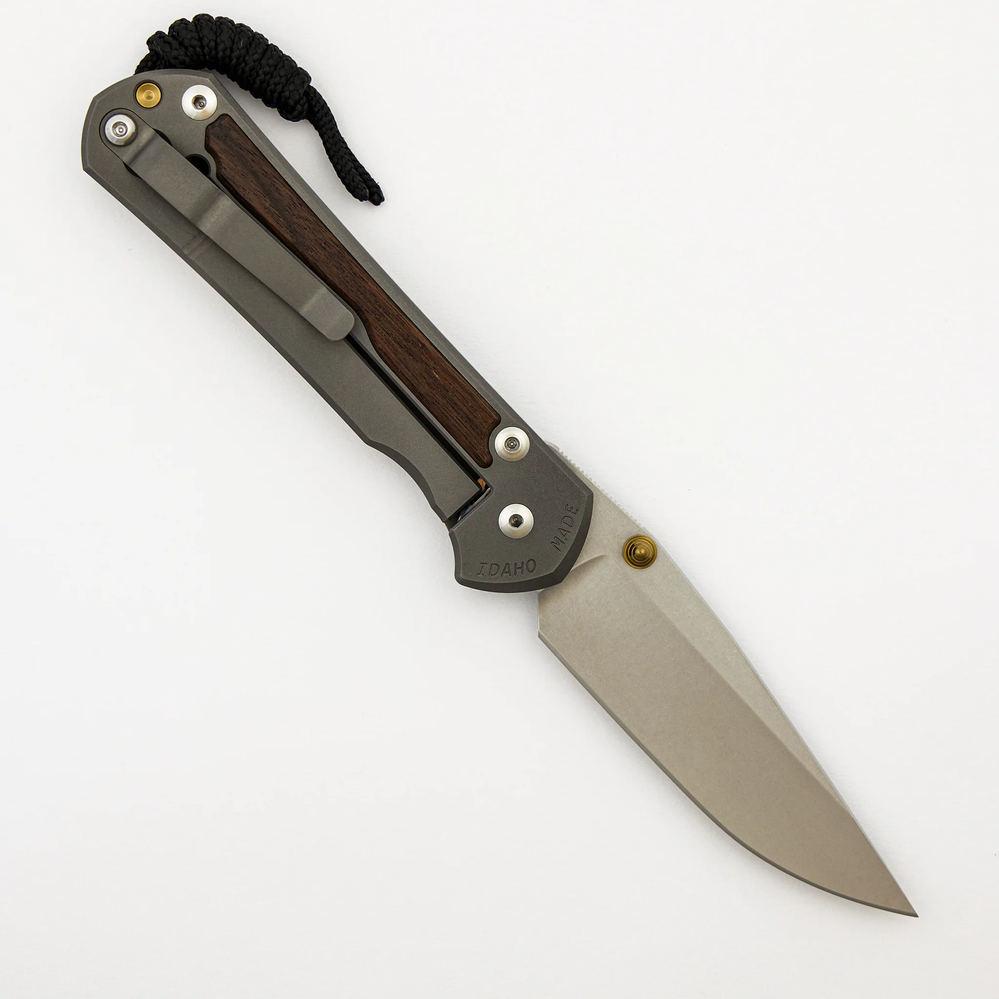 Large Sebenza 31 Macassar Inlay - CPM MagnaCut Blade - Gold Double Thumb Lugs - Image 2