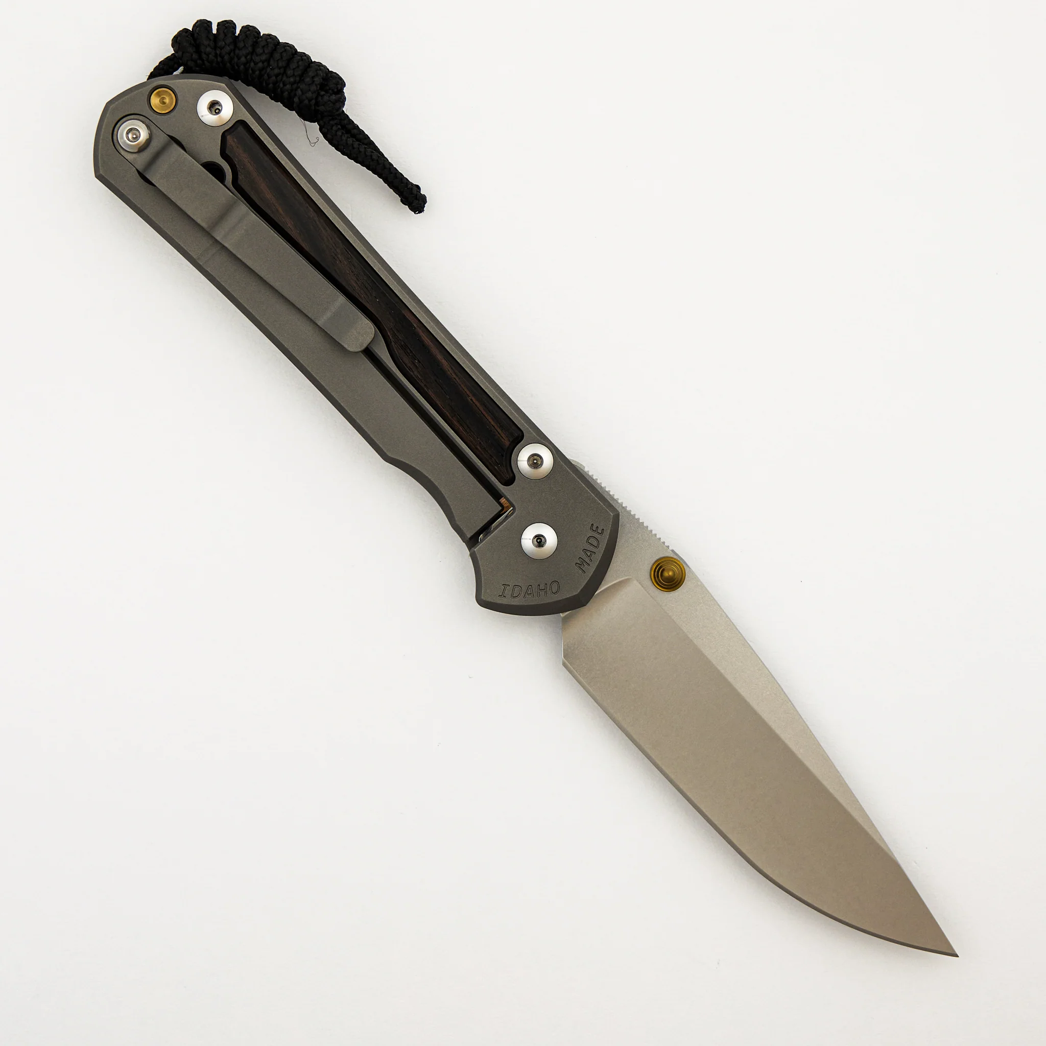 Large Sebenza 31 Macassar Inlay - CPM MagnaCut Blade - Gold Double Thumb Lugs - Image 44