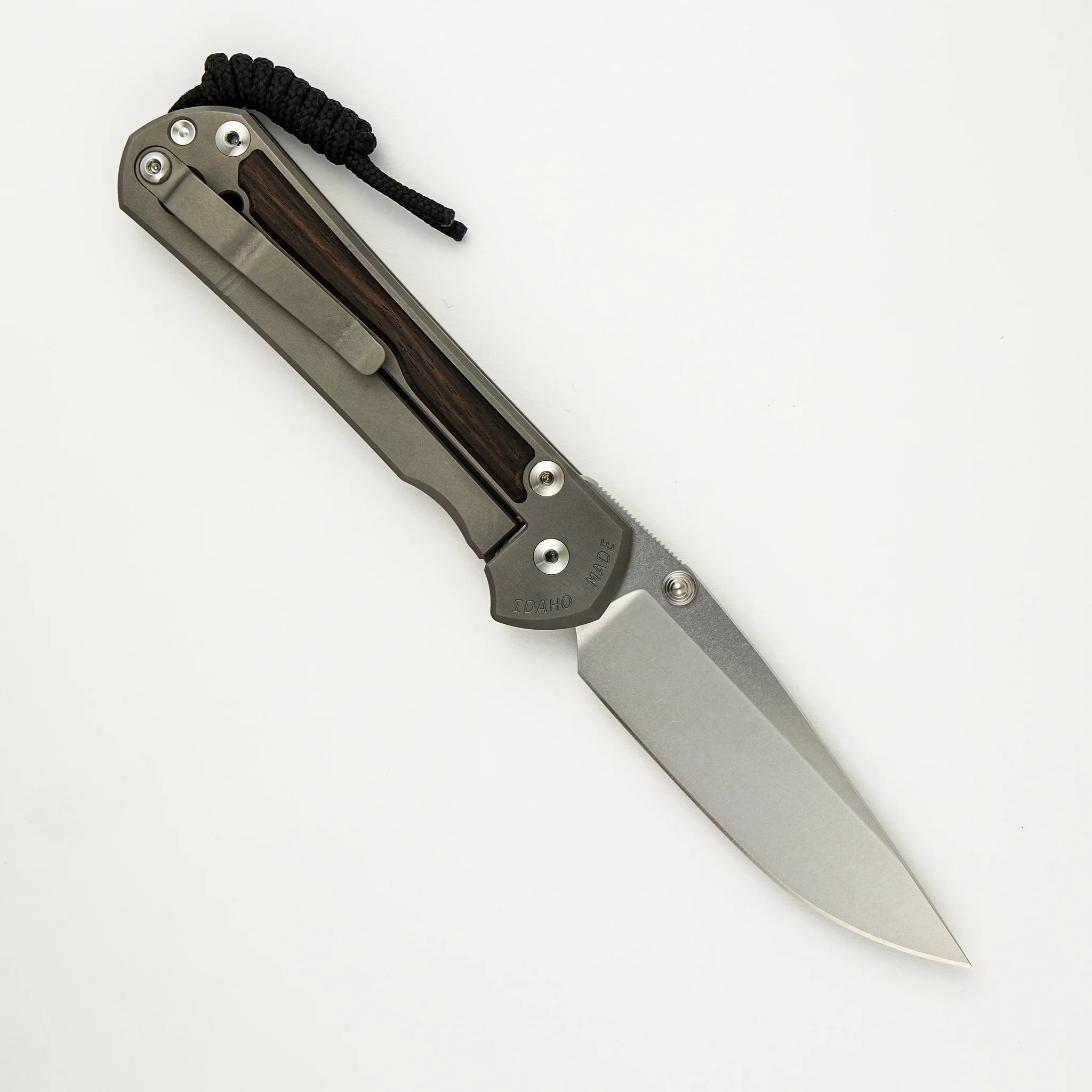 Large Sebenza 31 Macassar Inlay - Drop Point CPM MagnaCut Blade - Silver Double Thumb Lugs - Image 16