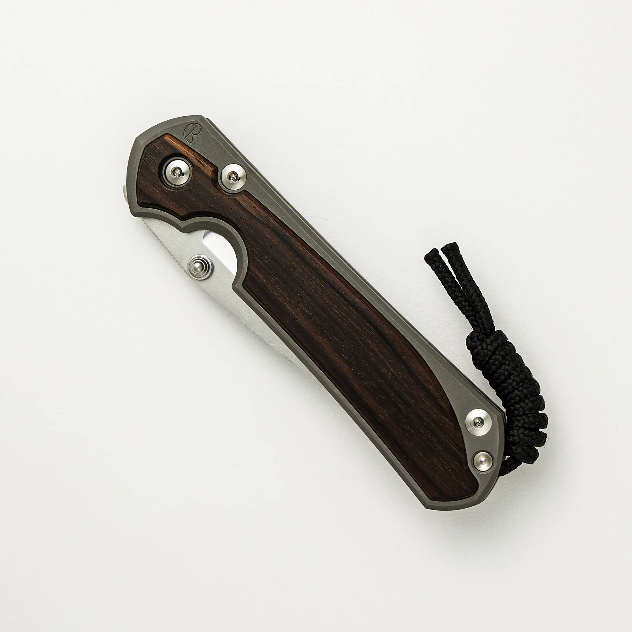 Large Sebenza 31 Macassar Inlay - Drop Point CPM MagnaCut Blade - Silver Double Thumb Lugs - Image 3