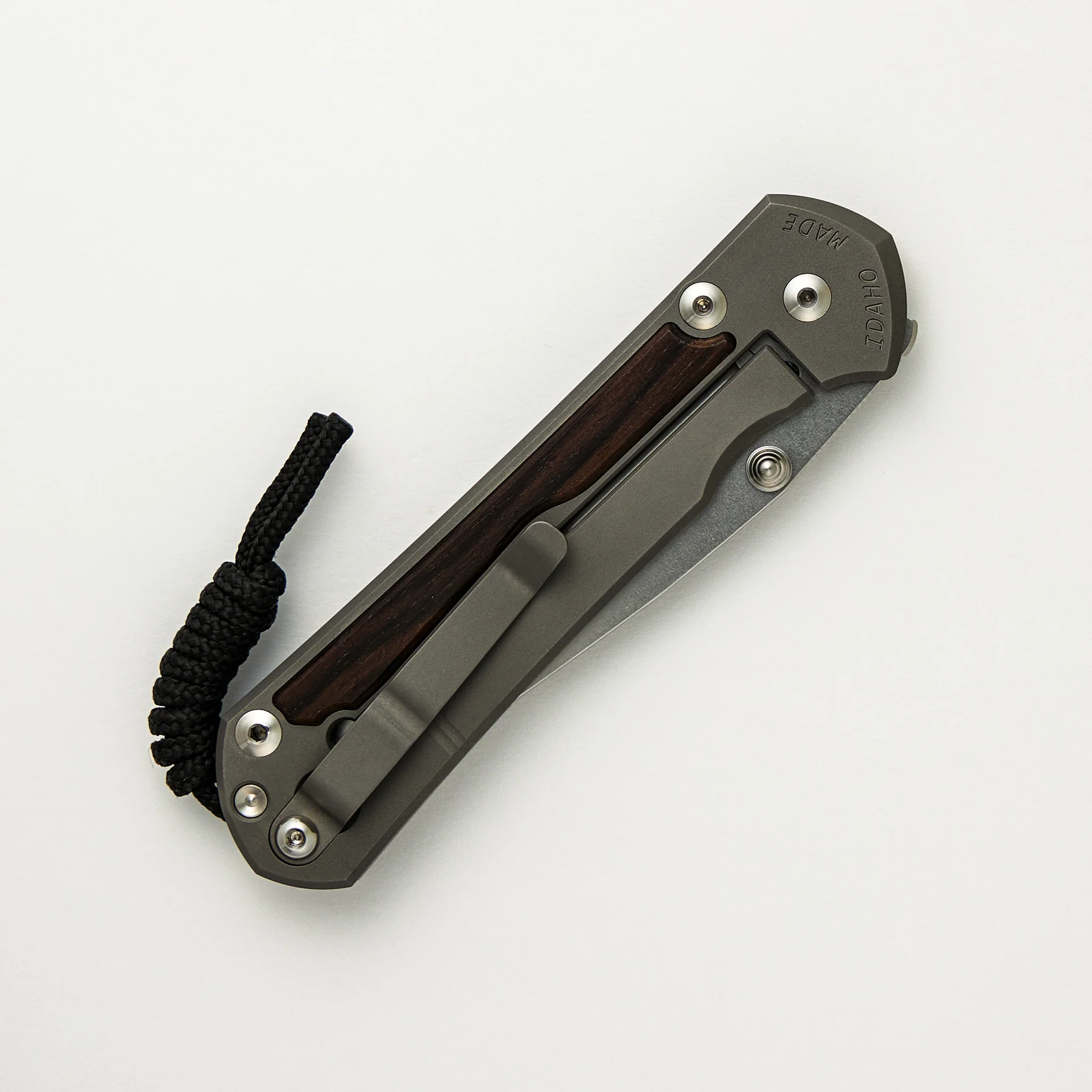 Large Sebenza 31 Macassar Inlay - Drop Point CPM MagnaCut Blade - Silver Double Thumb Lugs - Image 4