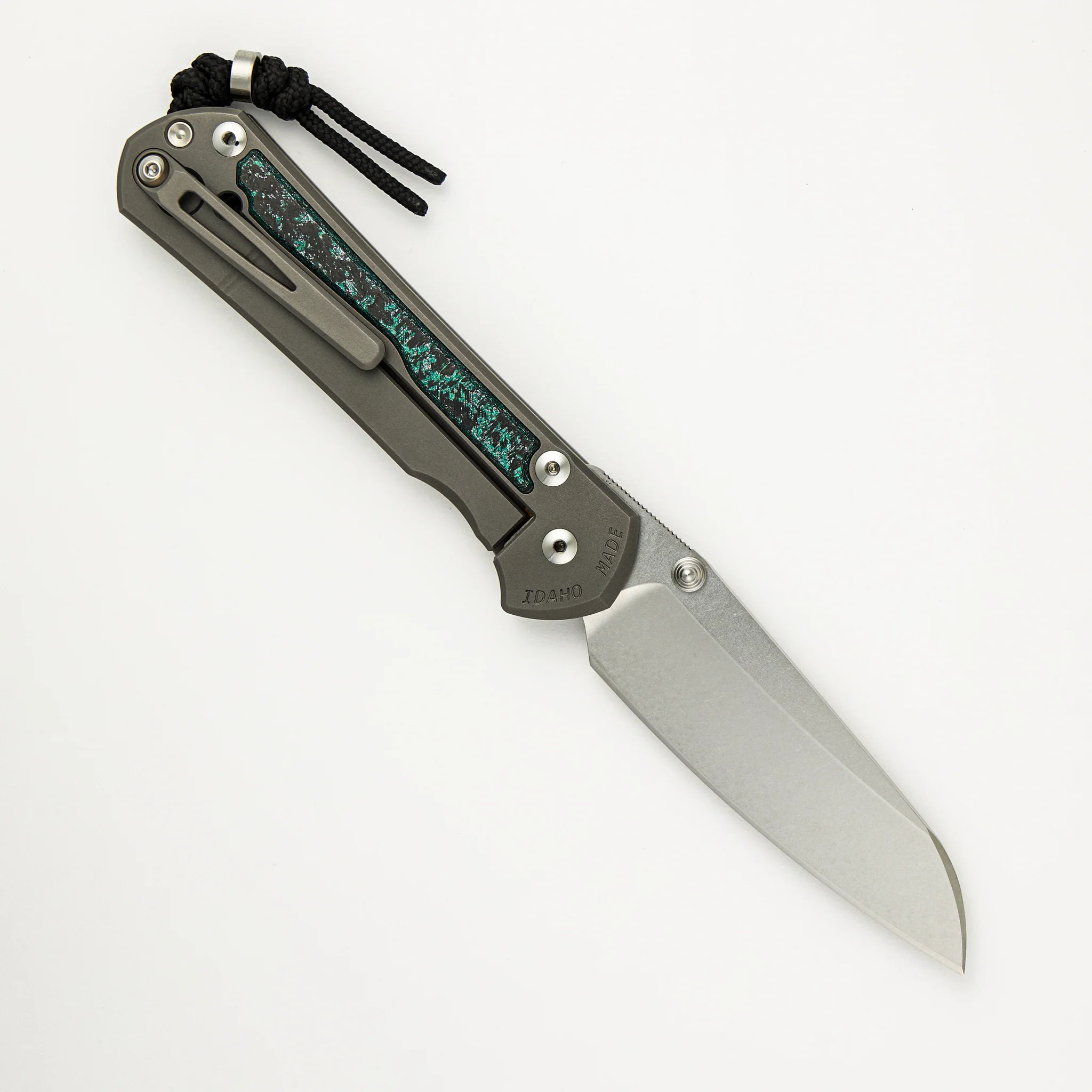 Large Sebenza 31 - Teal Magnetic CarboTi Inlays - Insingo CPM MagnaCut Blade - Silver Double Thumb Lugs - 2025 R1 Invitational - Image 2