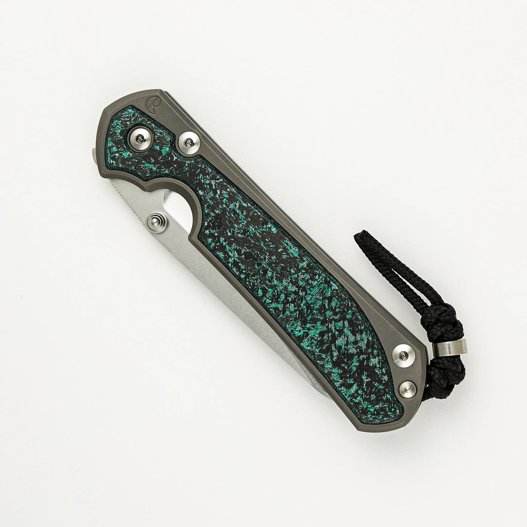 Large Sebenza 31 - Teal Magnetic CarboTi Inlays - Insingo CPM MagnaCut Blade - Silver Double Thumb Lugs - 2025 R1 Invitational - Image 3