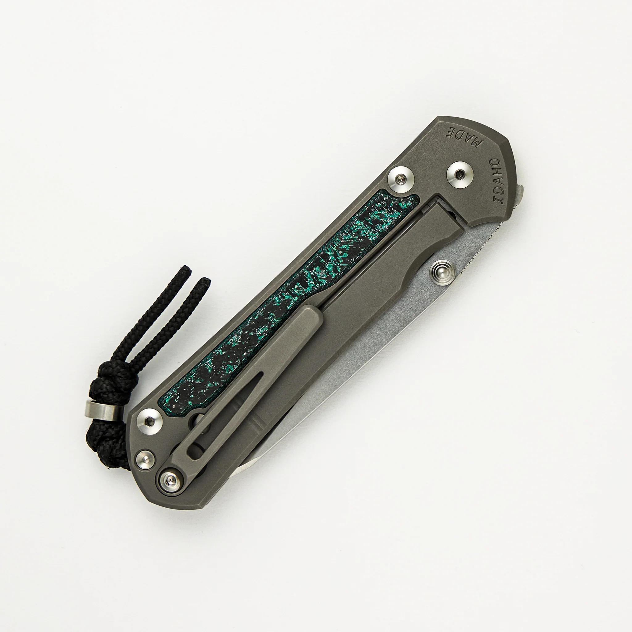 Large Sebenza 31 - Teal Magnetic CarboTi Inlays - Insingo CPM MagnaCut Blade - Silver Double Thumb Lugs - 2025 R1 Invitational - Image 4