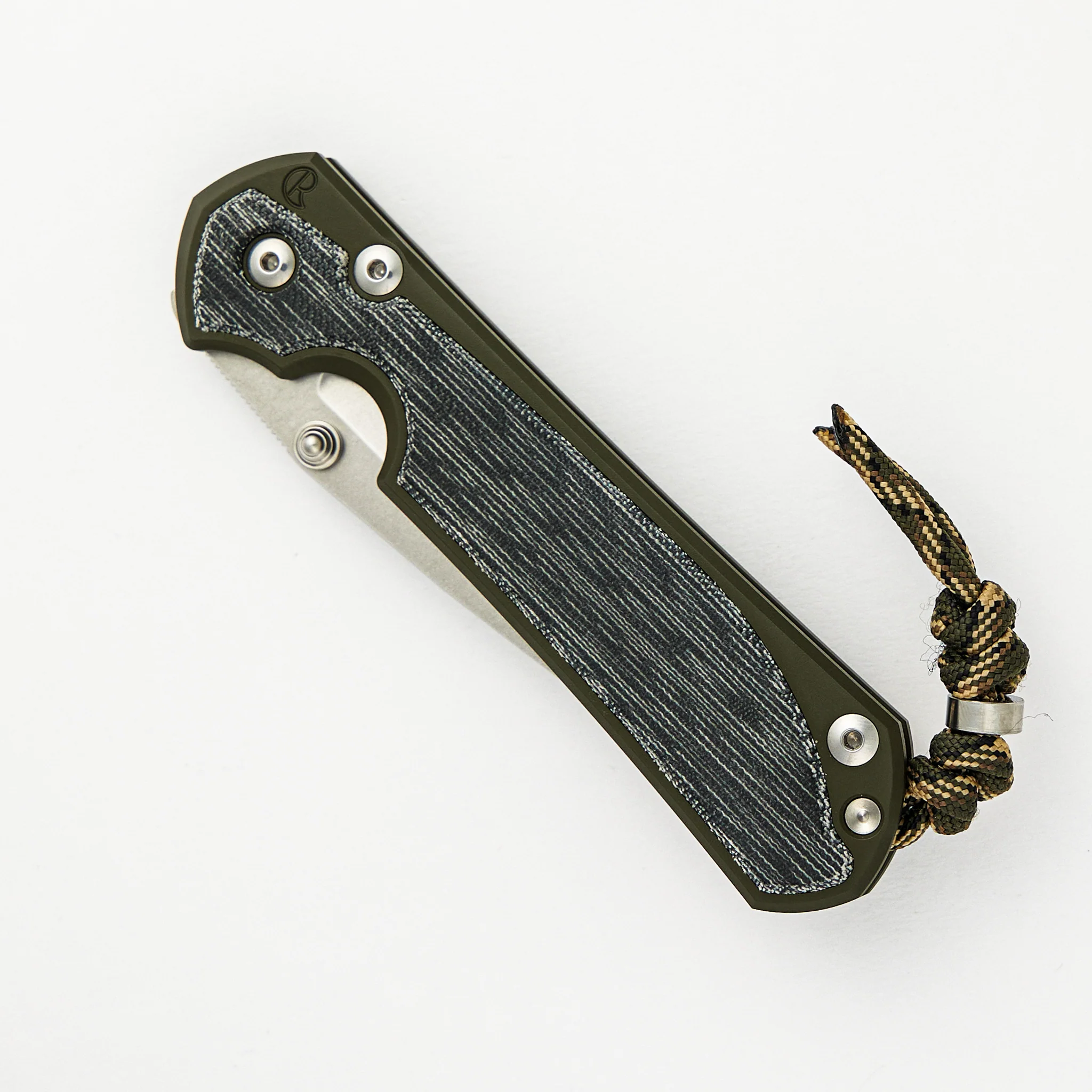 Large Sebenza 31 - OD Green Cerakote / Black Canvas Micarta - Drop Point CPM MagnaCut - Image 3