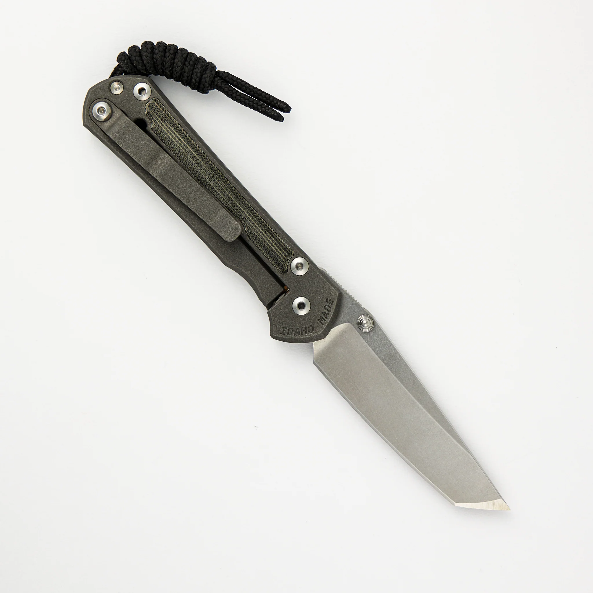 Small Sebenza 31 - Black Canvas Micarta Inlay - Tanto CPM MagnaCut Blade - Silver Double Thumb Lugs - Image 2