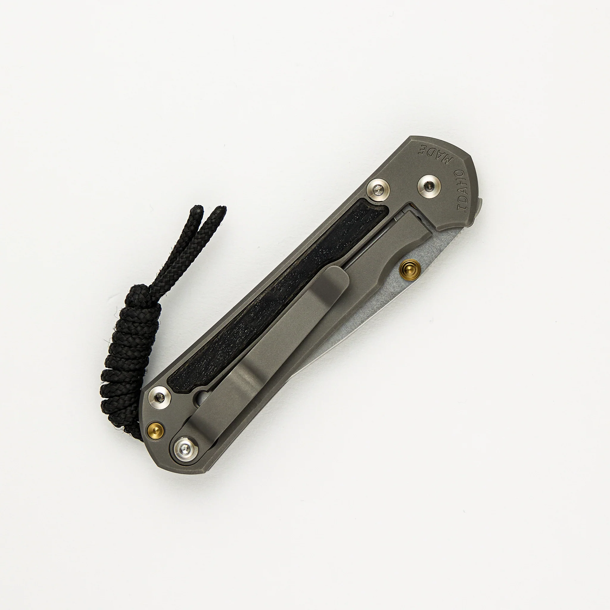 Small Sebenza 31 Bog Oak Inlay - CPM MagnaCut Blade - Gold Double Thumb Lugs - Image 11