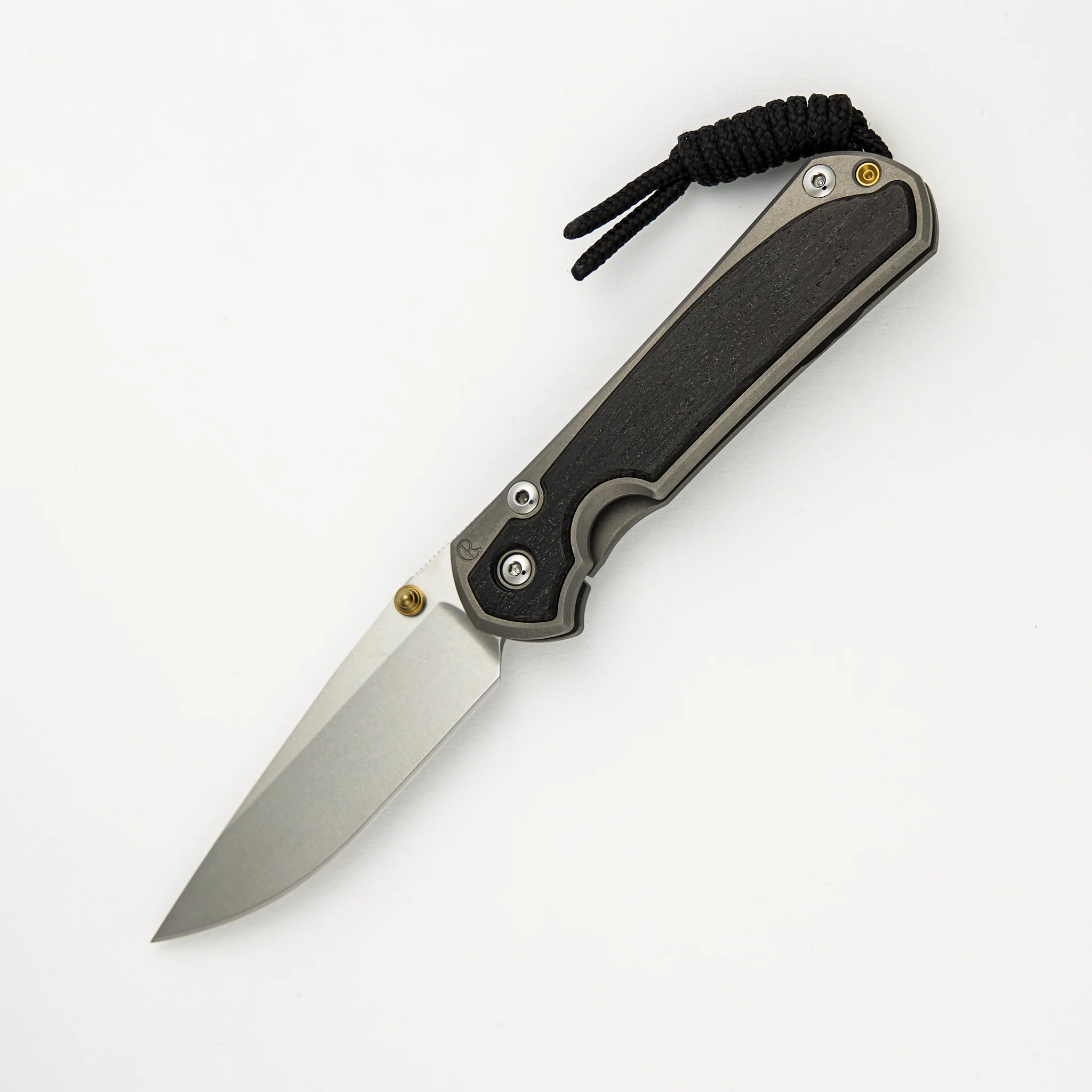 Small Sebenza 31 Bog Oak Inlay - CPM MagnaCut Blade - Gold Double Thumb Lugs - Image 15