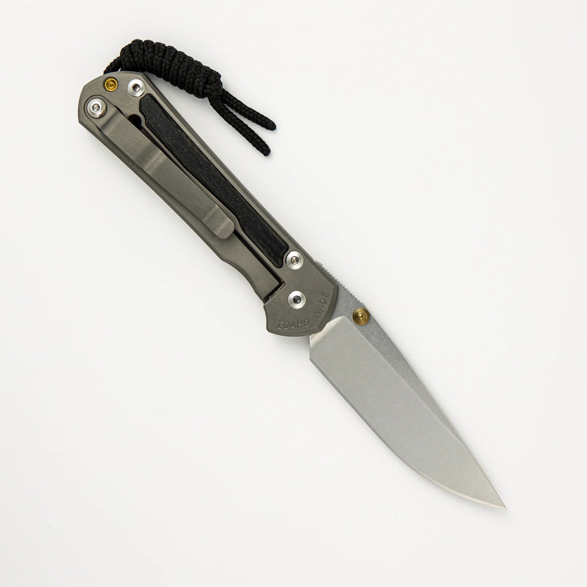 Small Sebenza 31 Bog Oak Inlay - CPM MagnaCut Blade - Gold Double Thumb Lugs - Image 16