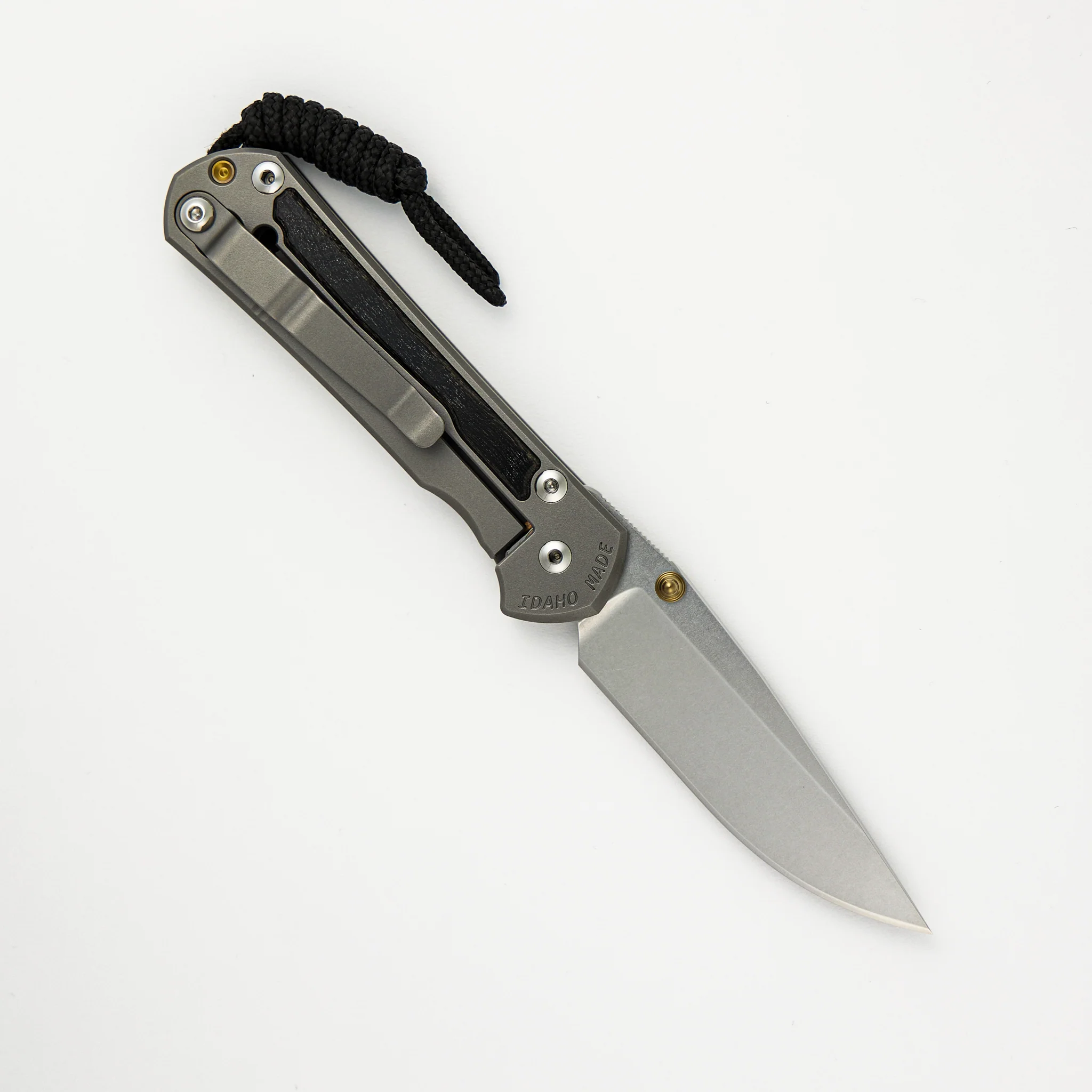 Small Sebenza 31 Bog Oak Inlay - CPM MagnaCut Blade - Gold Double Thumb Lugs - Image 2