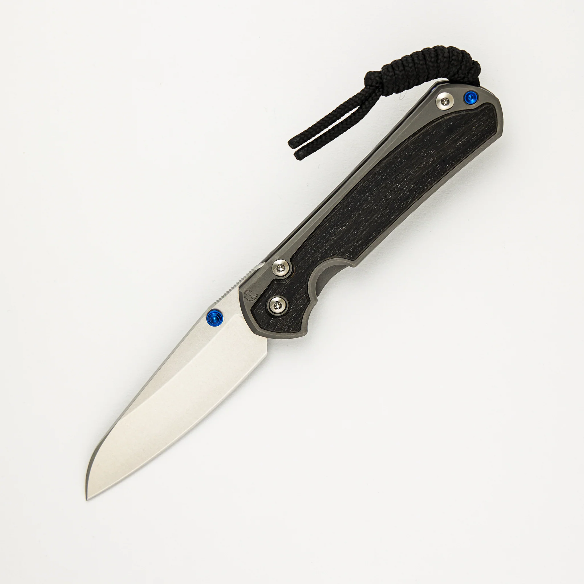 Small Sebenza 31 Bog Oak Inlay - Insingo CPM MagnaCut Blade - Blue Double Thumb Lugs