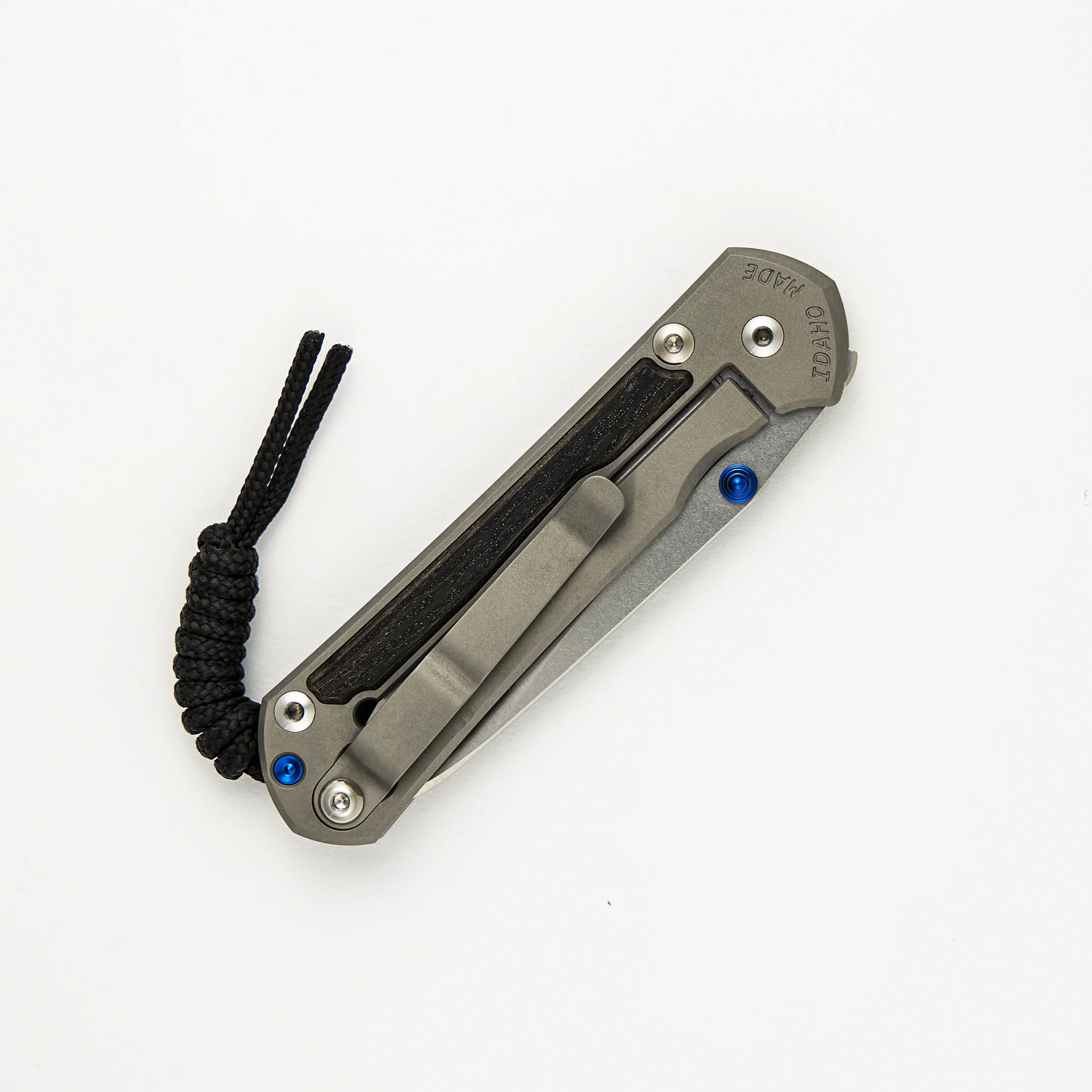 Small Sebenza 31 Bog Oak Inlay - Insingo CPM MagnaCut Blade - Blue Double Thumb Lugs - Image 11