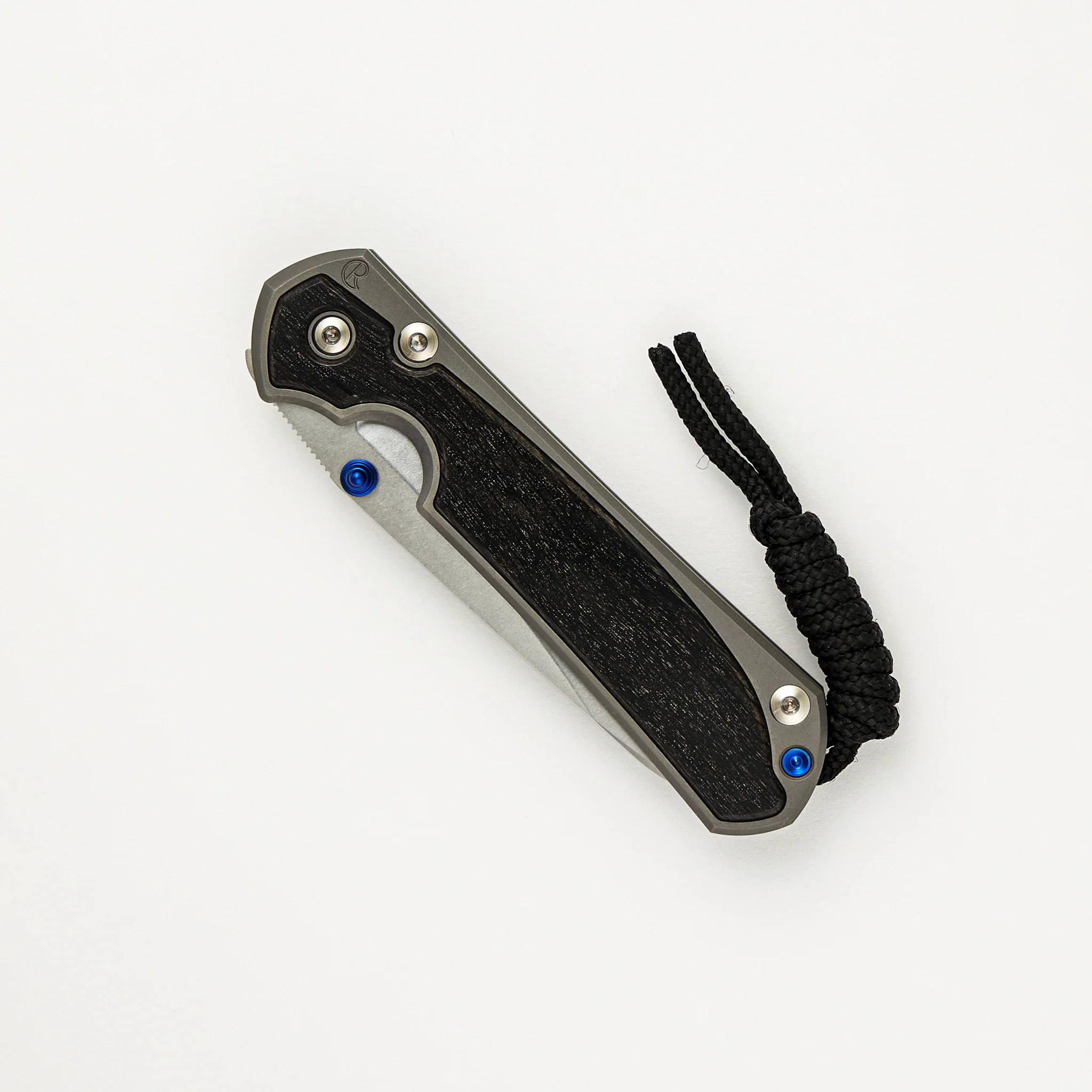 Small Sebenza 31 Bog Oak Inlay - Insingo CPM MagnaCut Blade - Blue Double Thumb Lugs - Image 17