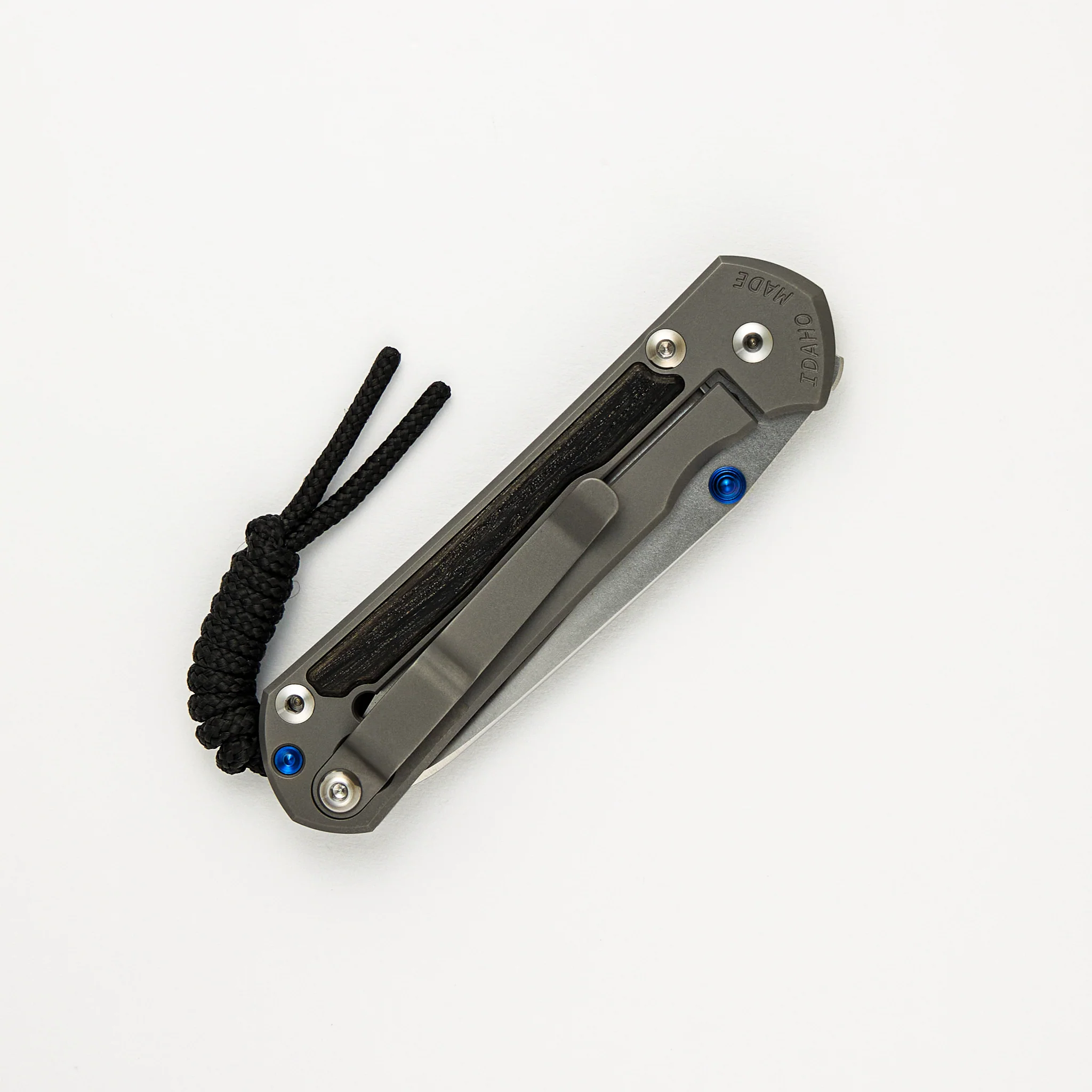 Small Sebenza 31 Bog Oak Inlay - Insingo CPM MagnaCut Blade - Blue Double Thumb Lugs - Image 4