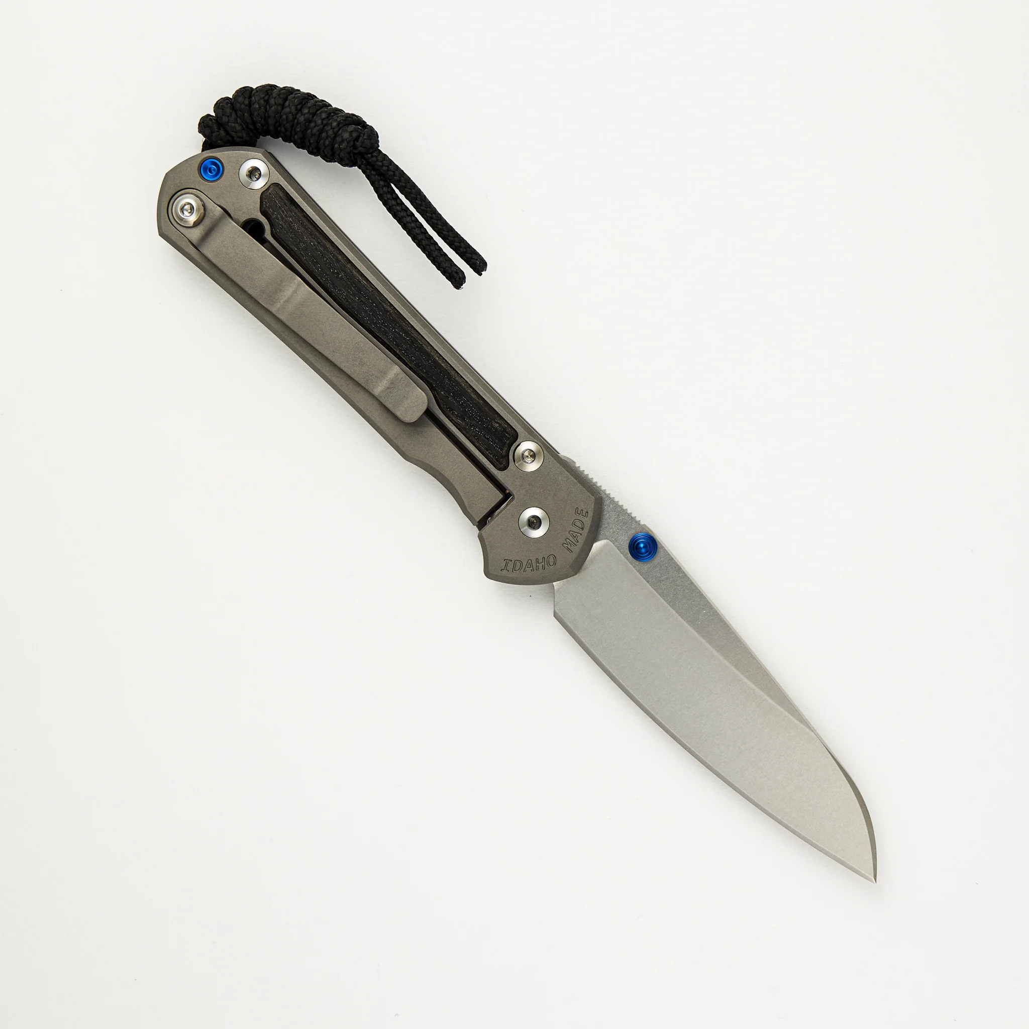 Small Sebenza 31 Bog Oak Inlay - Insingo CPM MagnaCut Blade - Blue Double Thumb Lugs - Image 9