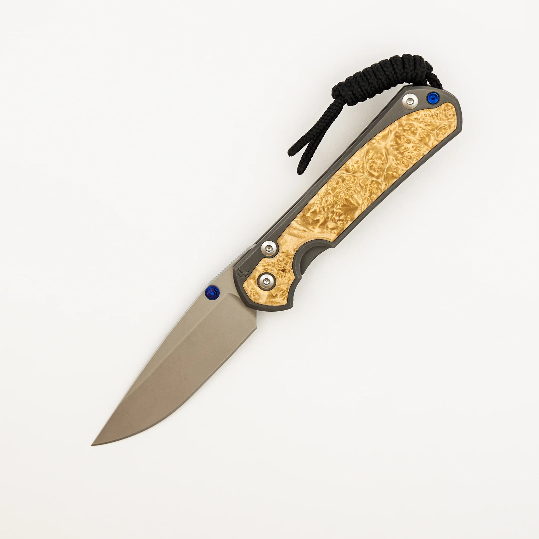 Small Sebenza 31 Box Elder Inlay - CPM MagnaCut Blade - Blue Double Thumb Lugs - Image 8