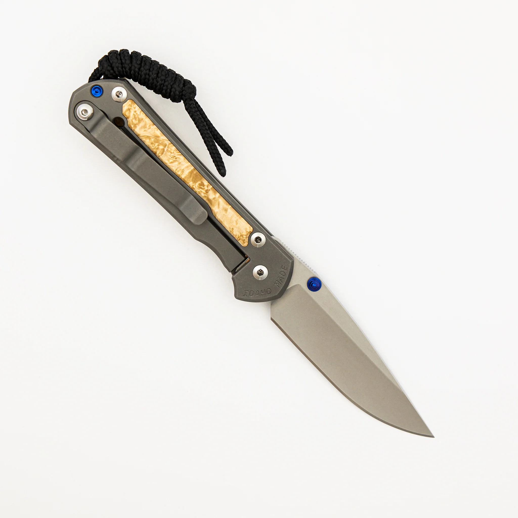 Small Sebenza 31 Box Elder Inlay - CPM MagnaCut Blade - Blue Double Thumb Lugs - Image 9