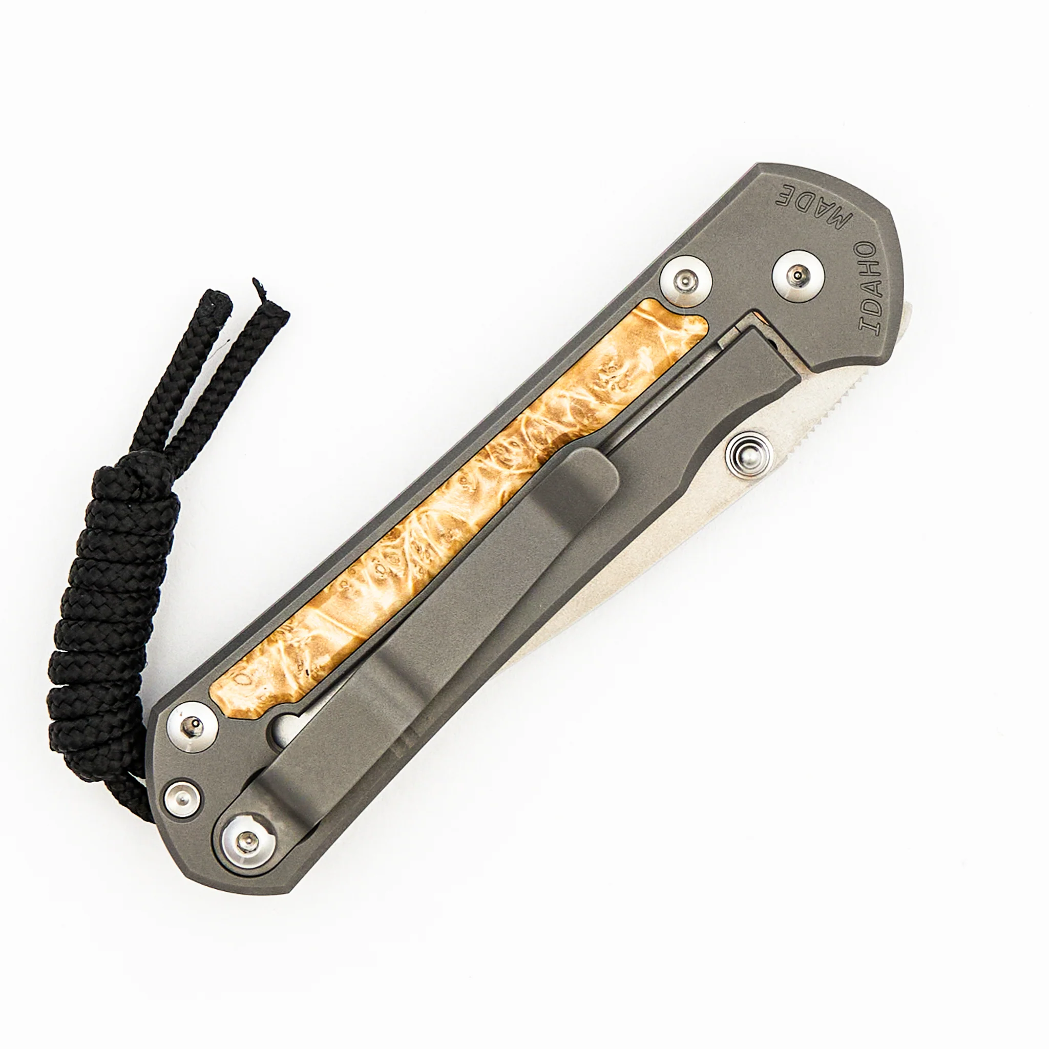 Small Sebenza 31 Box Elder Inlay - CPM MagnaCut Blade - Silver Double Thumb Lugs - Image 18