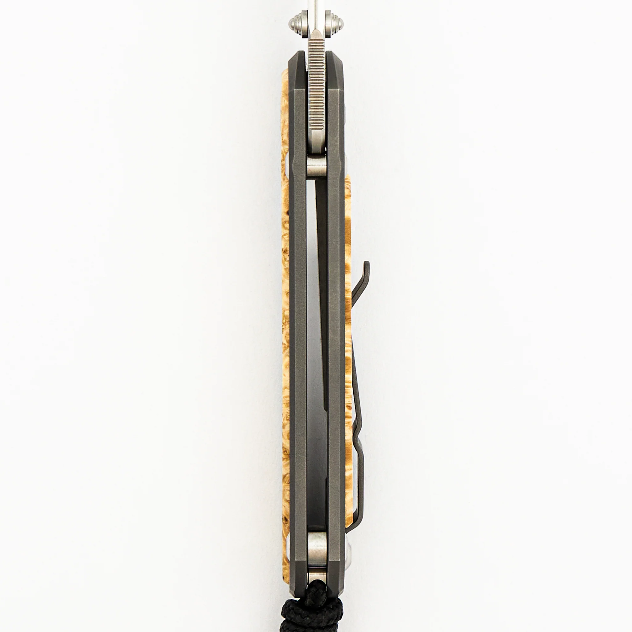Small Sebenza 31 Box Elder Inlay - CPM MagnaCut Blade - Silver Double Thumb Lugs - Image 28