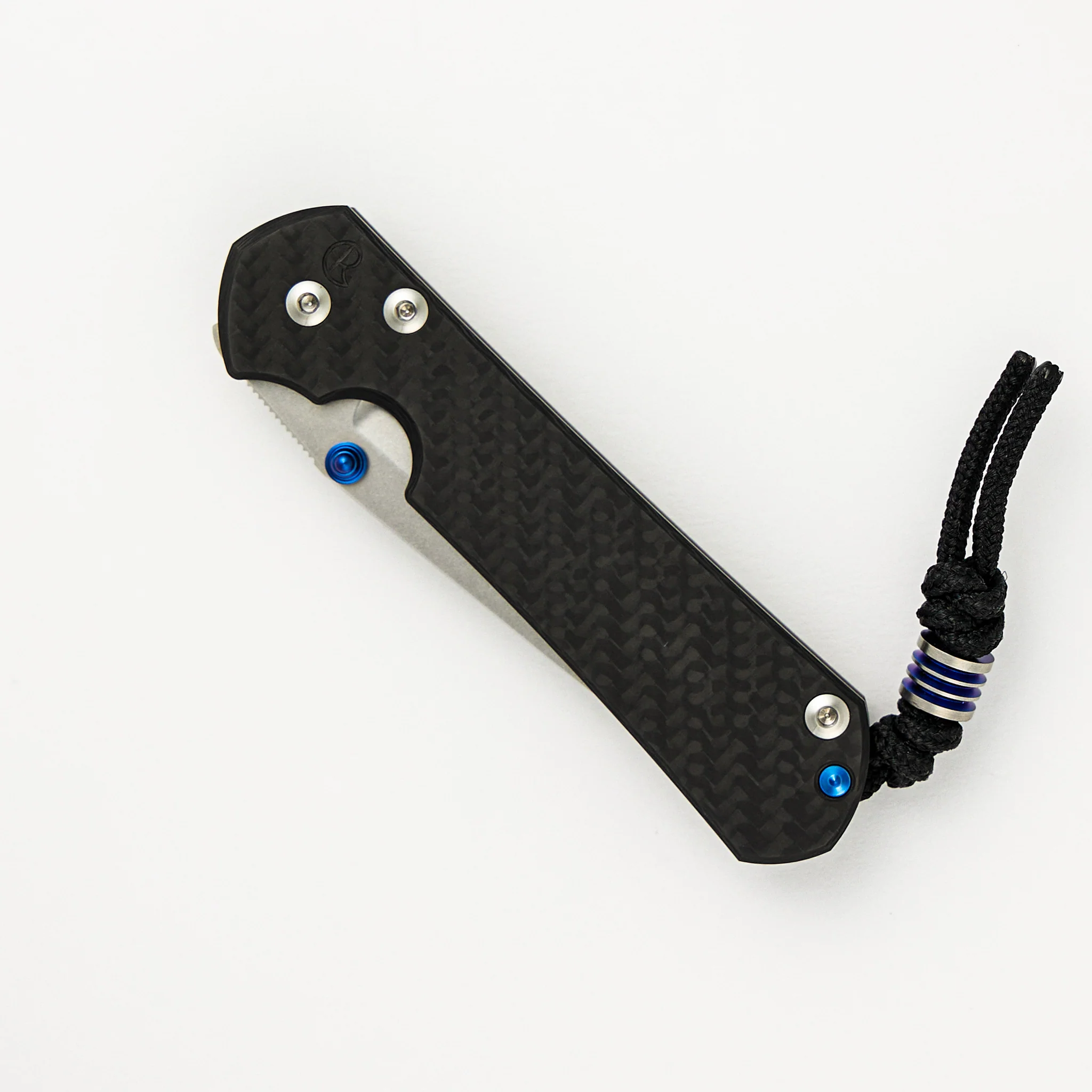 Small Sebenza 31 - Carbon Fiber Front - Tanto CPM MagnaCut Blade - Blue Single Lug - Image 3