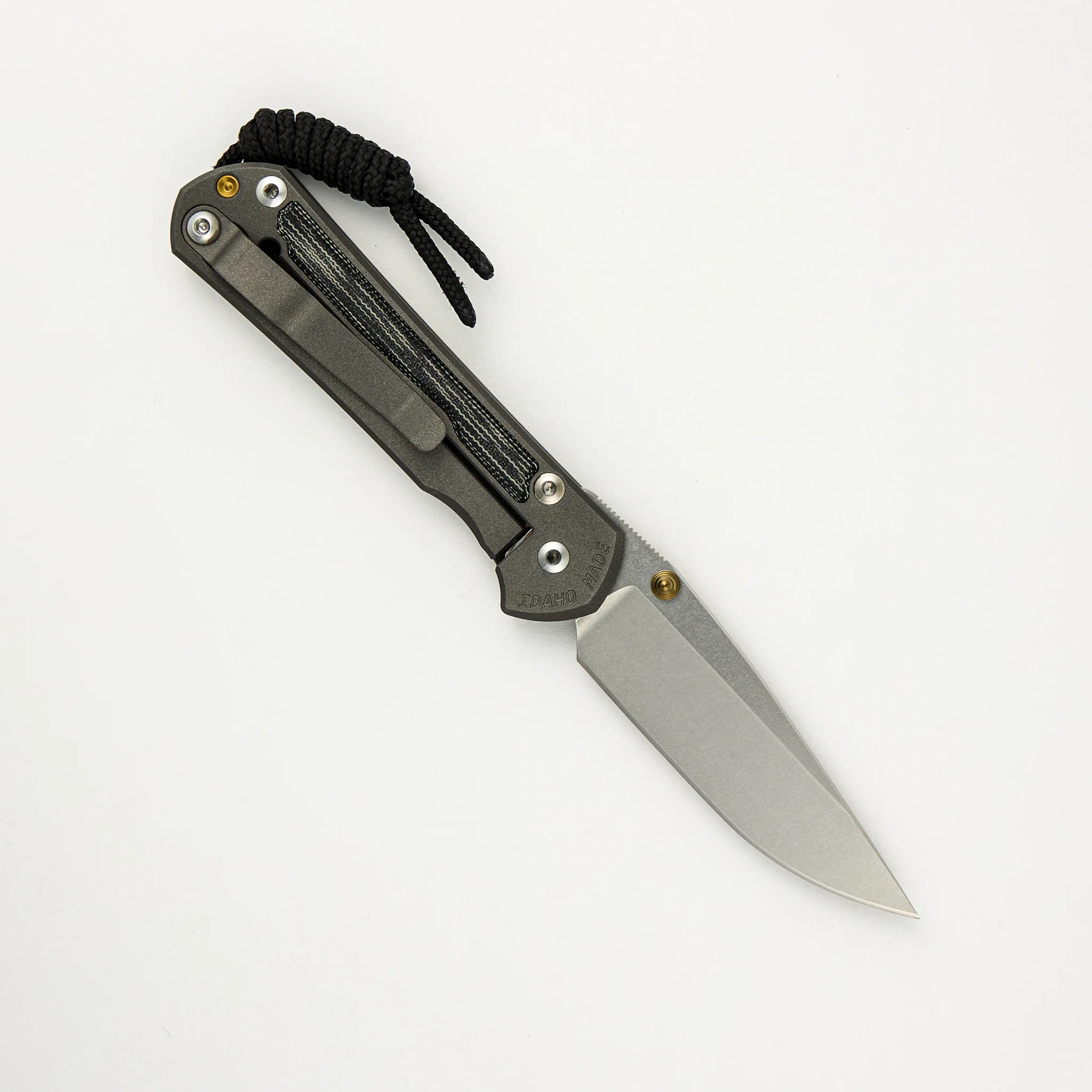 Small Sebenza 31 - Drop Point CPM MagnaCut Blade - Black Canvas Micarta Inlays - Gold Double Thumb Lugs - Image 2