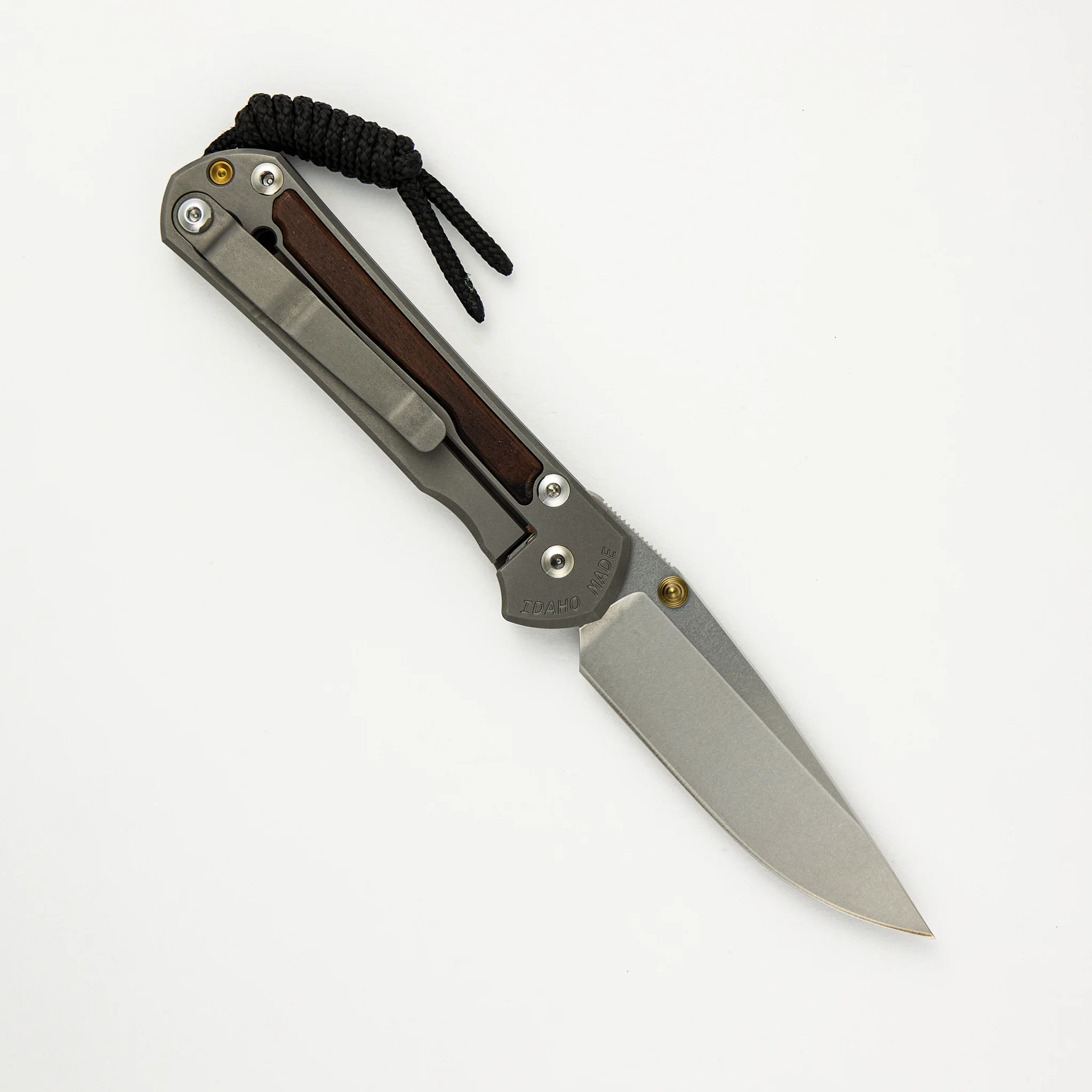 Small Sebenza 31 Macassar Ebony Inlay - CPM MagnaCut Blade - Gold Double Thumb Lugs - Image 2